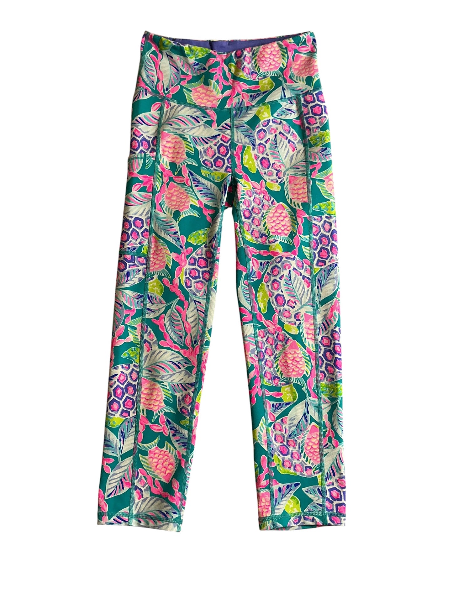 Lilly Pulitzer Weekender High Rise Crop Legging Maldives Green Turtle Wave - Size XS