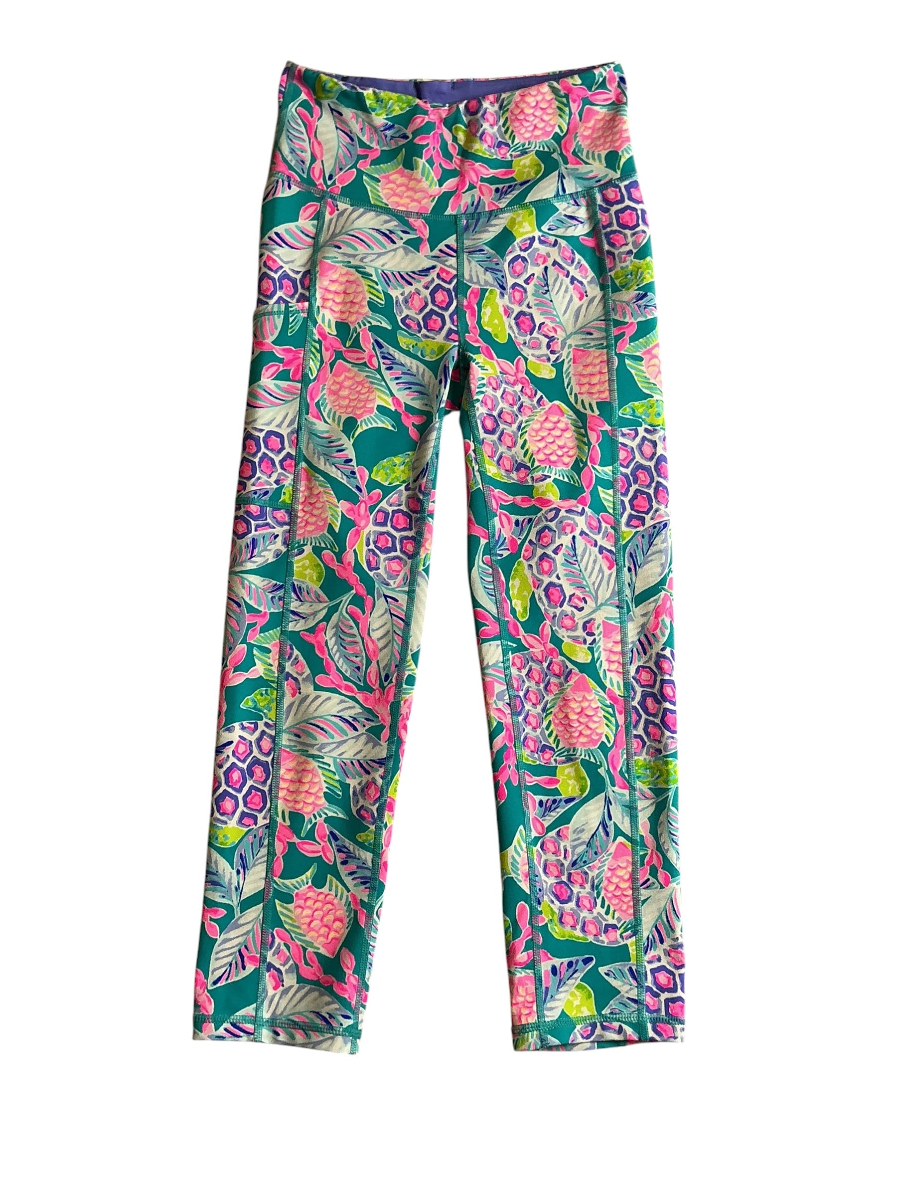 Lilly Pulitzer Weekender High Rise Crop Legging Maldives Green Turtle Wave - Size XS