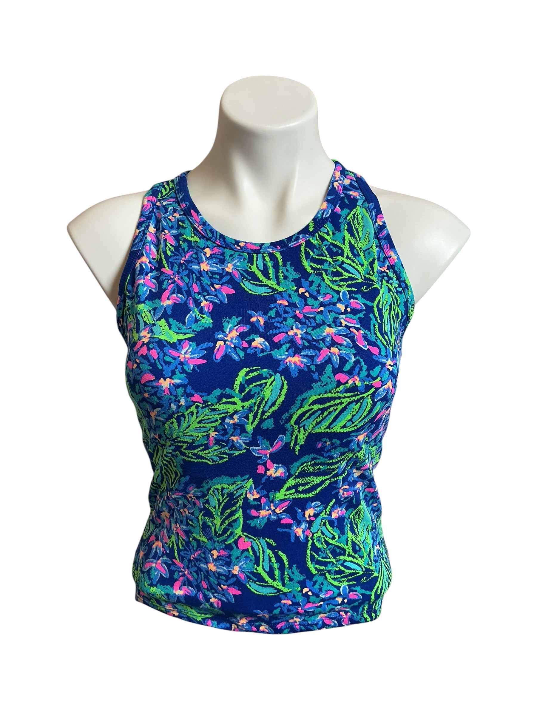 Lilly Pulitzer Vanti Bra Tank UPF 50+ Eclipse Blue Serenade In The Shade - Size S