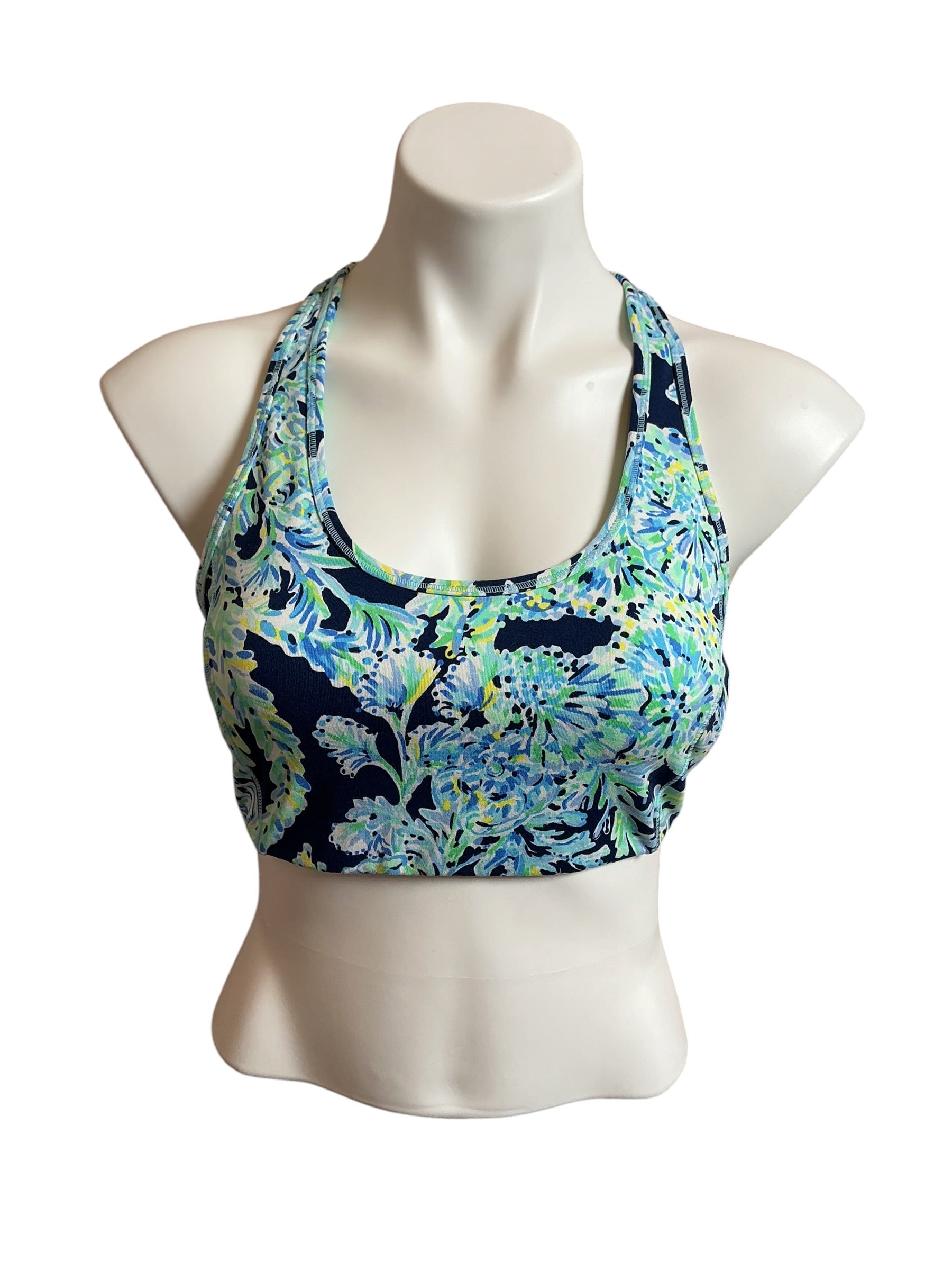 Lilly Pulitzer NWT Teegan Sports Bra High Tide Navy Scuba Doo - Size M