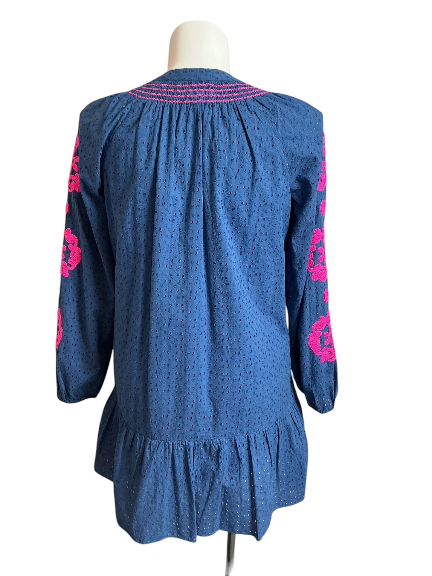 Lilly Pulitzer Lucee Dress Oyster Bay Navy Bayside Eyelet - Size L