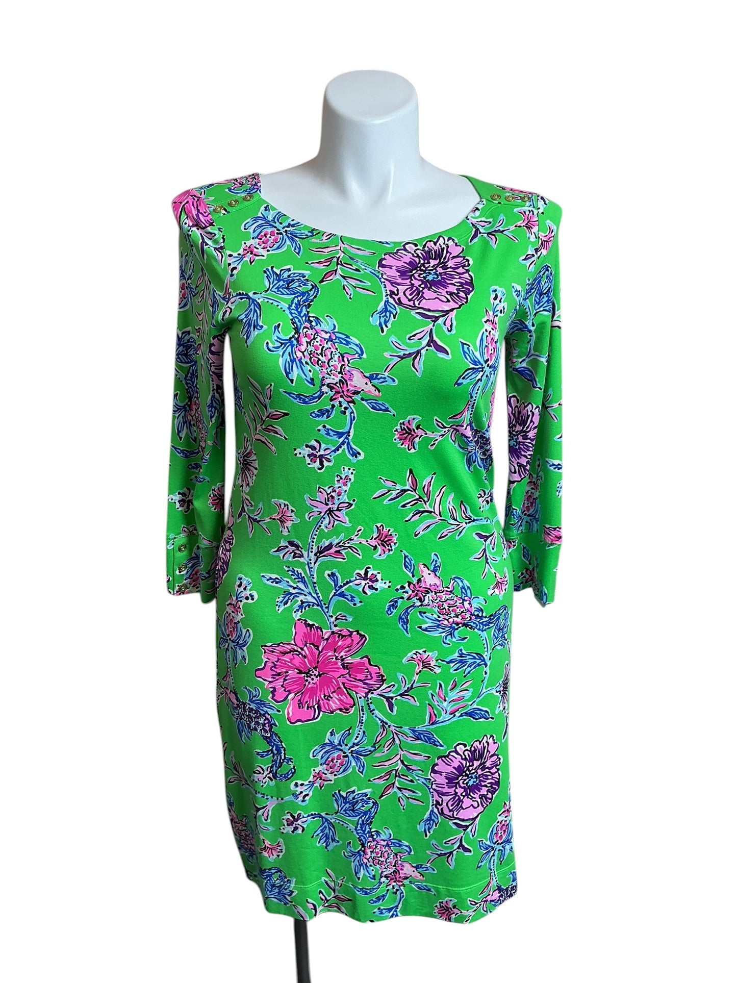 Lilly Pulitzer UPF 50+ Sophie Dress Gecko Green Brewster Blooms - Size L