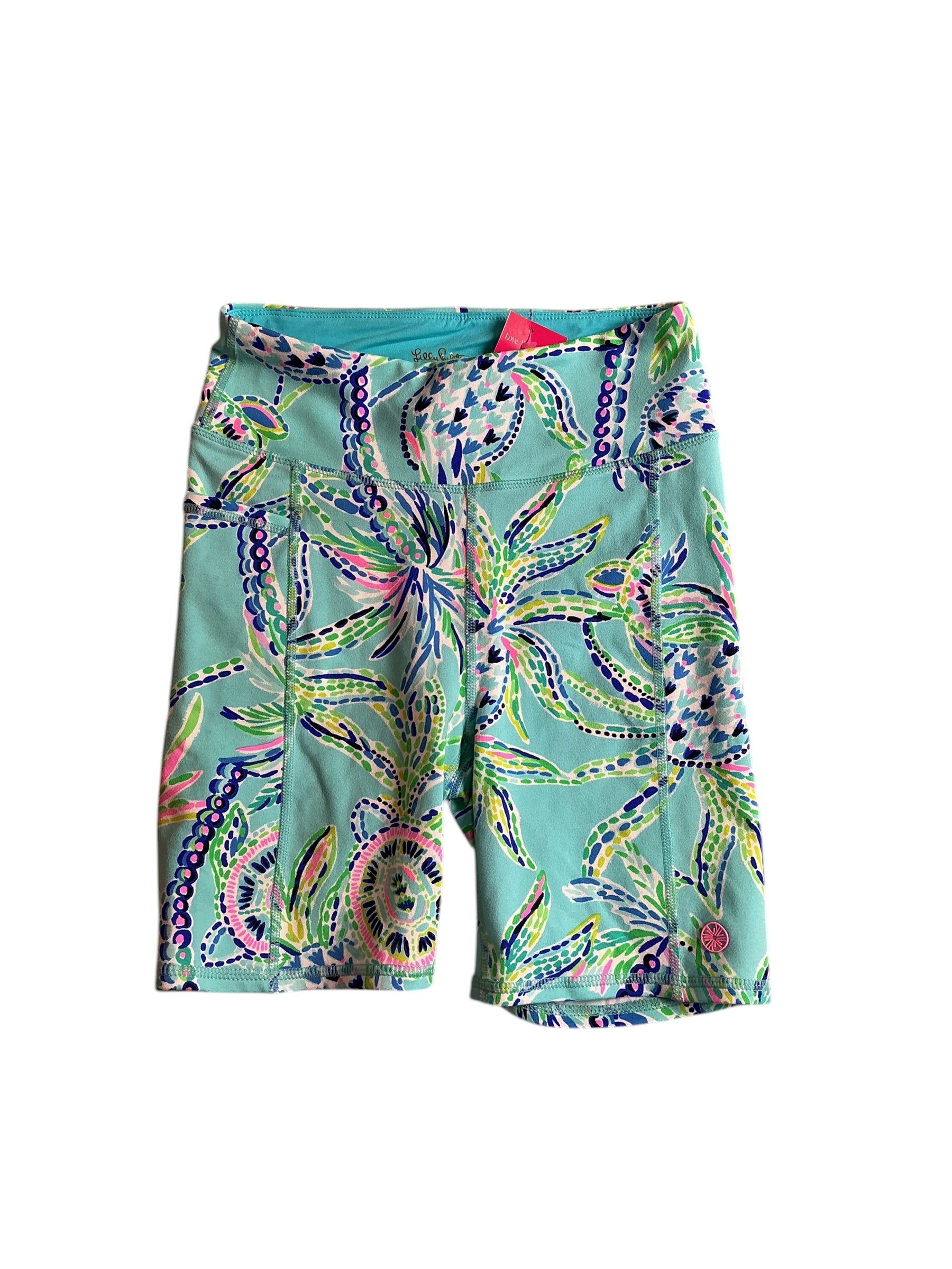 Lilly Pulitzer Luxletic Weekender High Rise Shorts Bermuda Blue Turtle Szn - Size XS