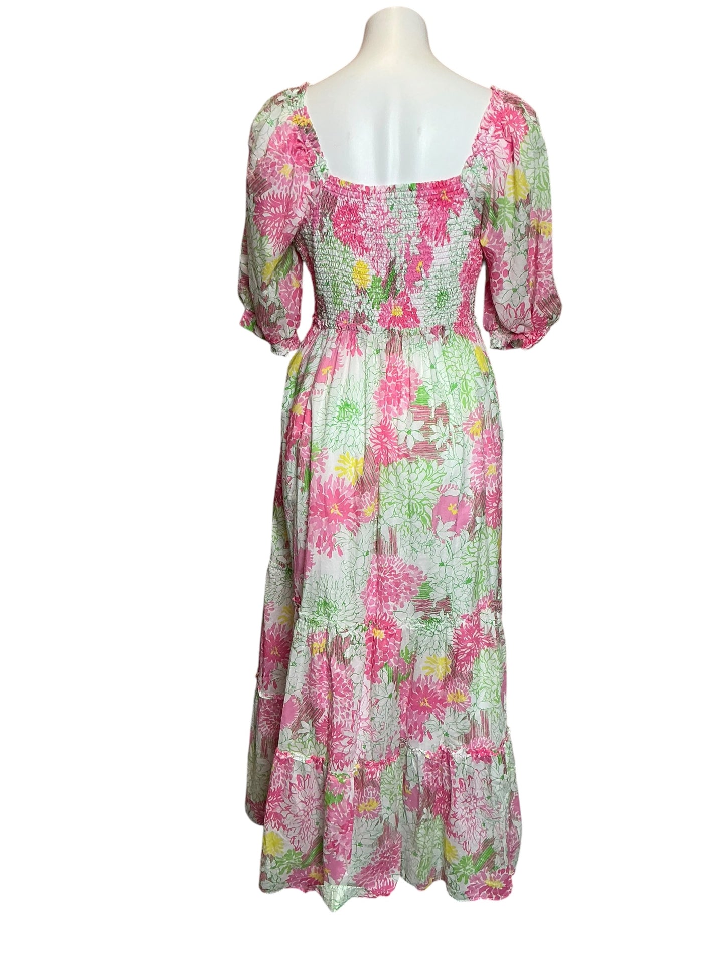 Lilly Pulitzer Hadley Smocked Dress Resort White Mum Patch Size XL