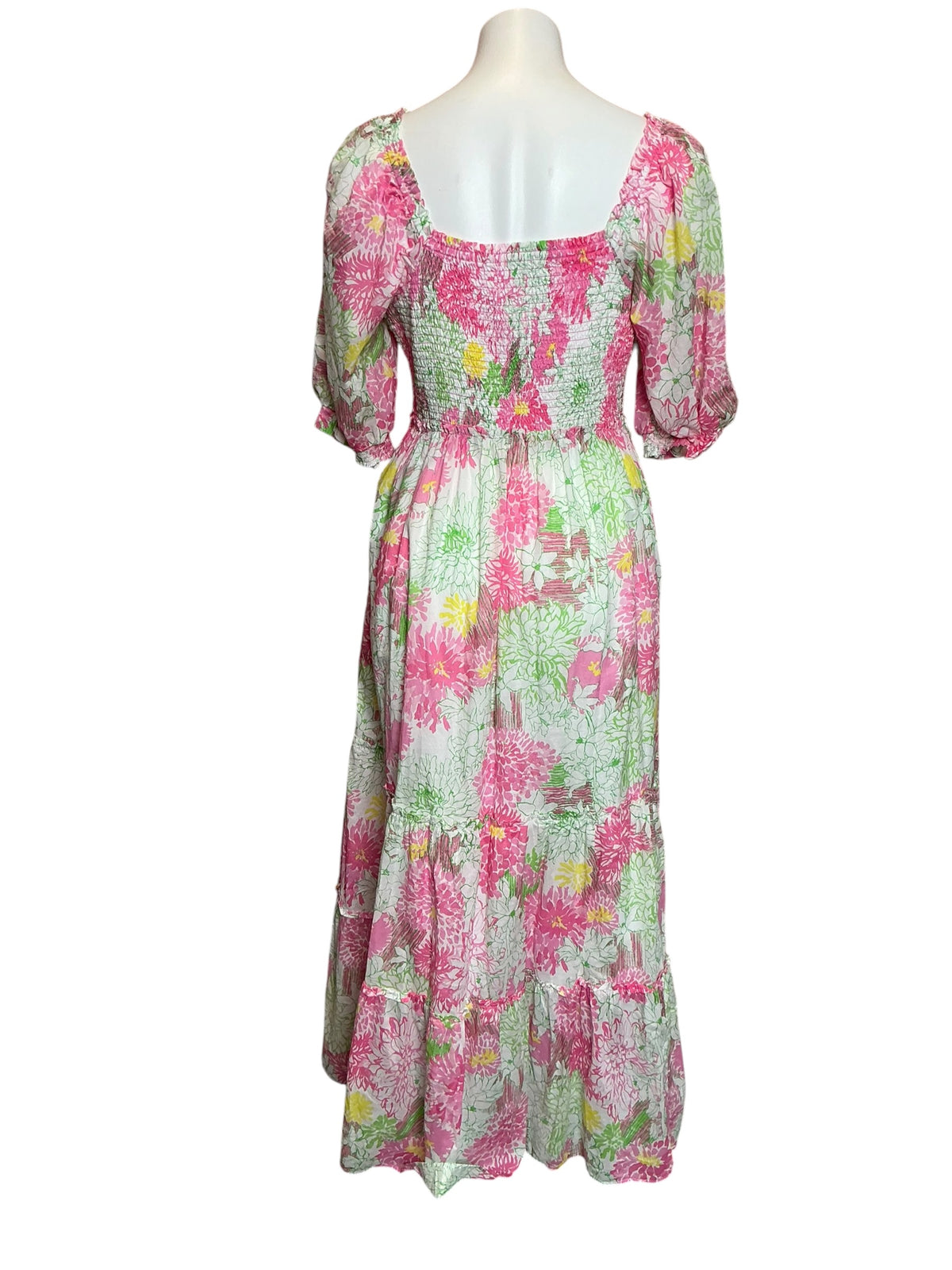 Lilly Pulitzer Hadley Smocked Dress Resort White Mum Patch Size XL