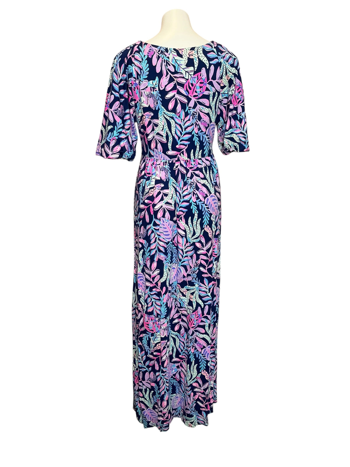 Lilly Pulitzer Manuela Maxi Dress Oyster Bay Navy You’ve Been Sorted Engineered Knit Dress - Size Large