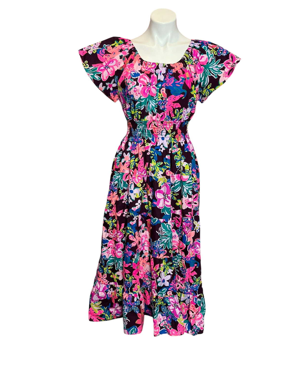 Lilly Pulitzer Ellabell Midi Dress Bohemian Garden Size Small
