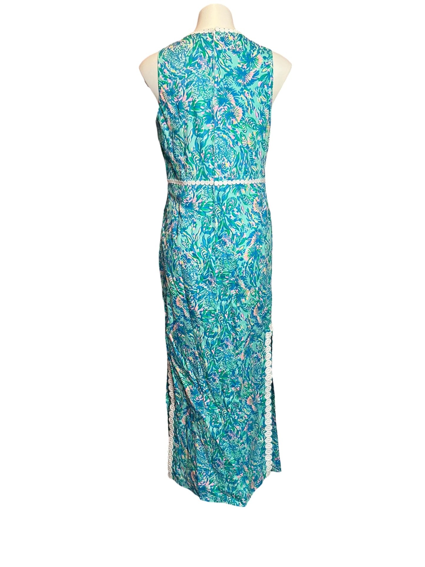 Lilly Pulitzer Ashler Maxi Shift Dress Surf Blue Coral Of A Story Size 6