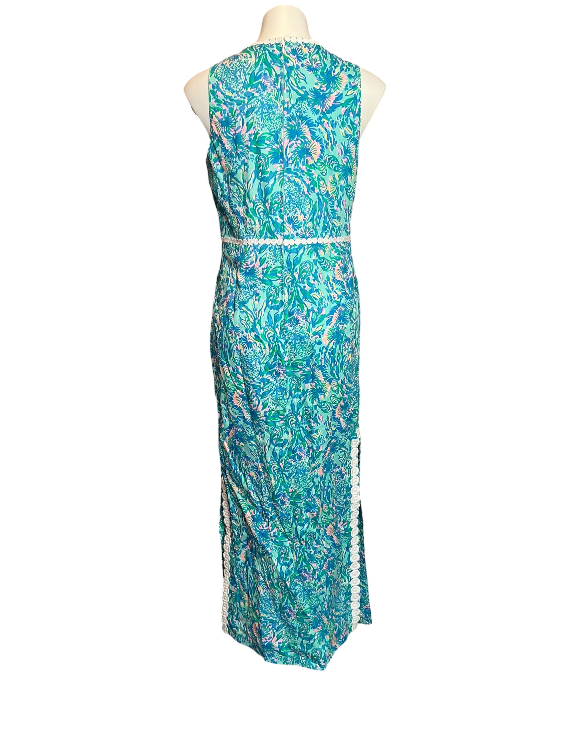 Lilly Pulitzer Ashler Maxi Shift Dress Surf Blue Coral Of A Story Size 6