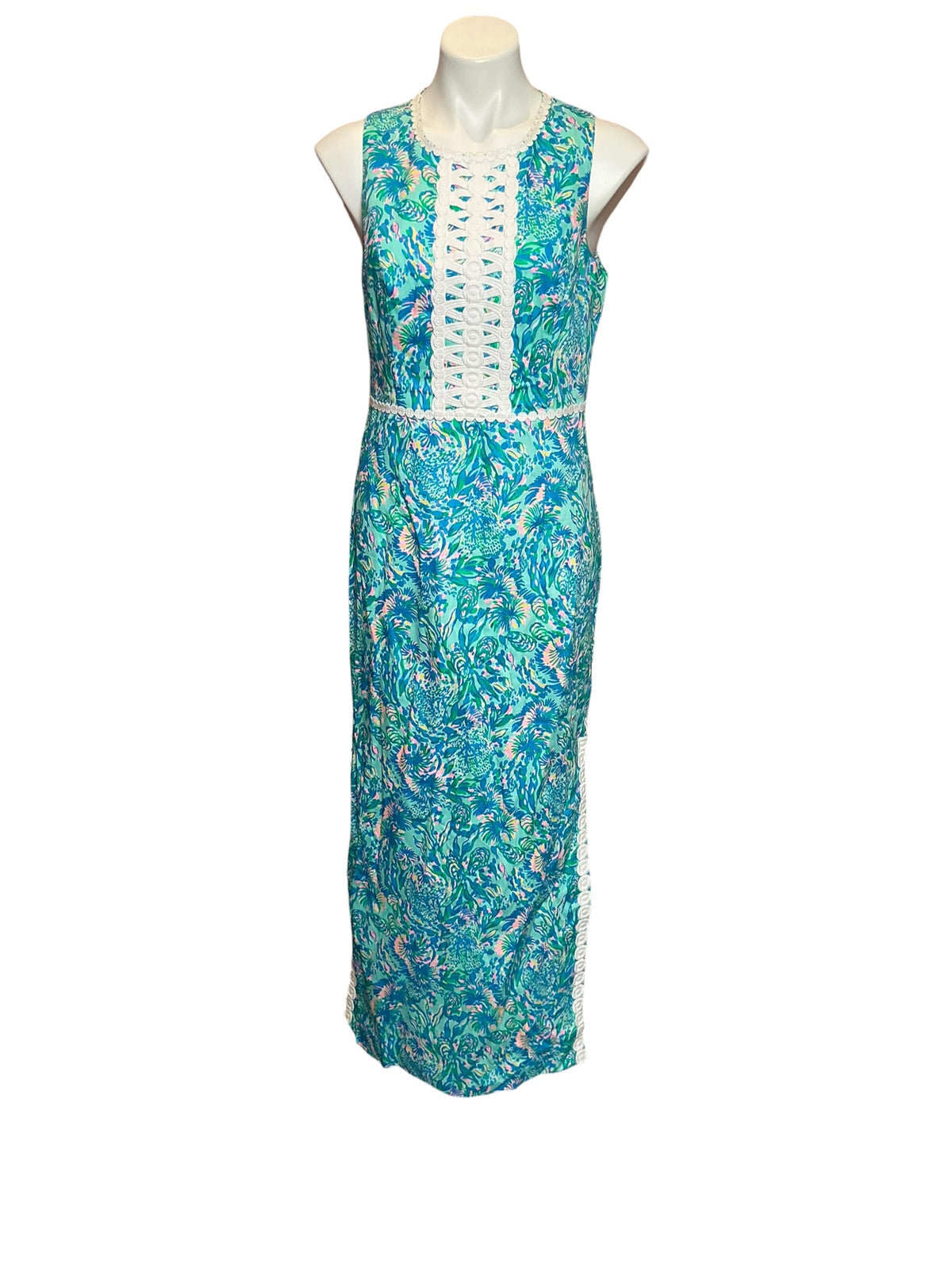 Lilly Pulitzer Ashler Maxi Shift Dress Surf Blue Coral Of A Story Size 6