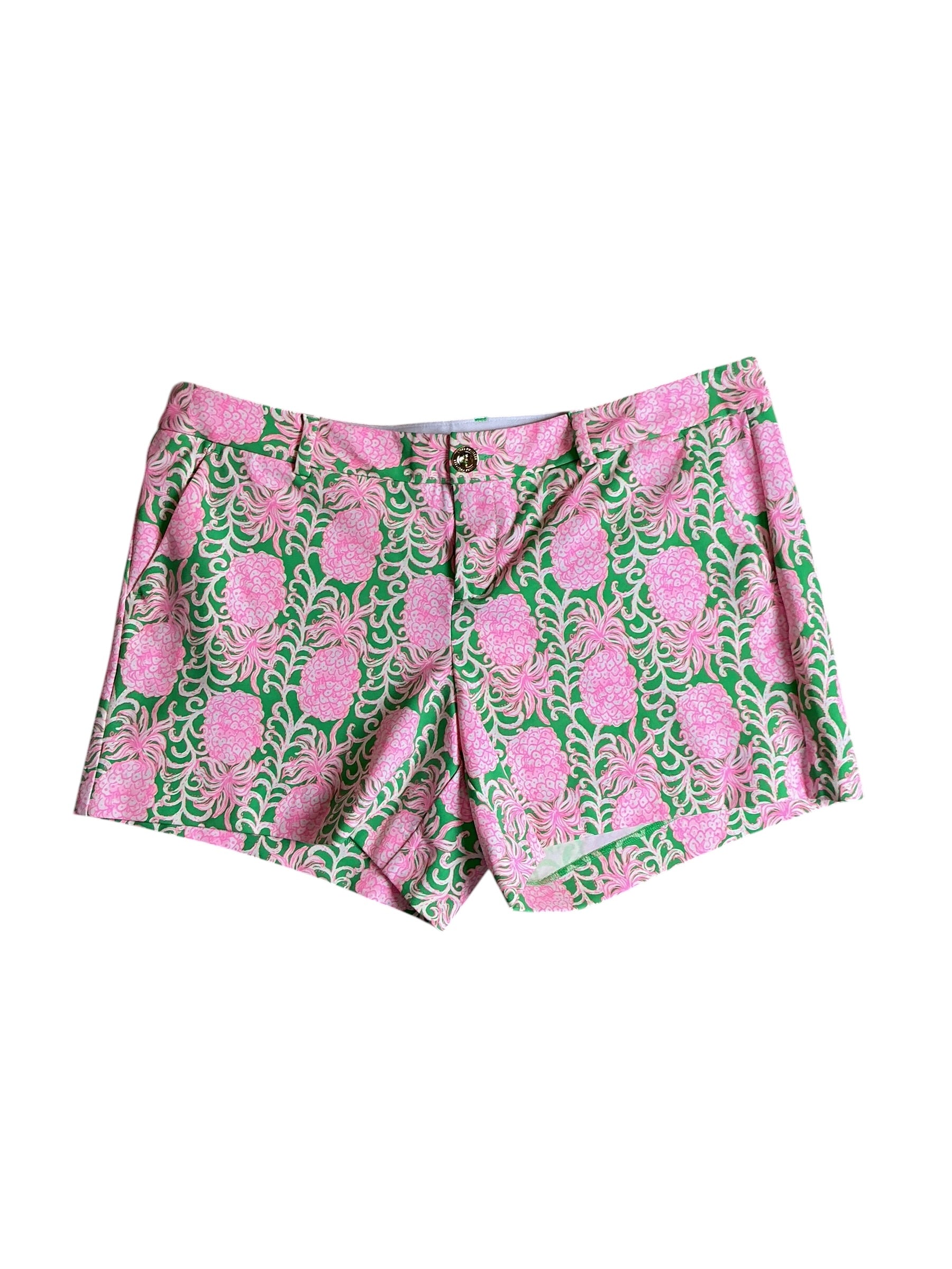 Lilly Pulitzer NWT Callahan Knit Short Fauna Green Party Like A Pineapple - Size 14