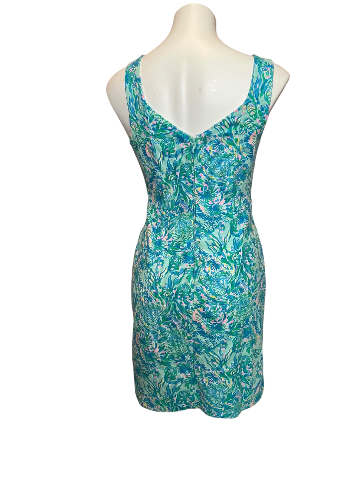 Lilly Pulitzer Del Rey Stretch Shift - Surf Blue Coral Of The Story - Size Small