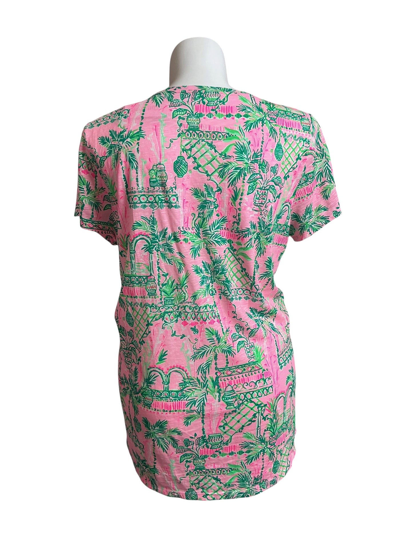 Lilly Pulitzer Etta V-Neck Top Mandevilla Baby Always Worth It - Size XXL