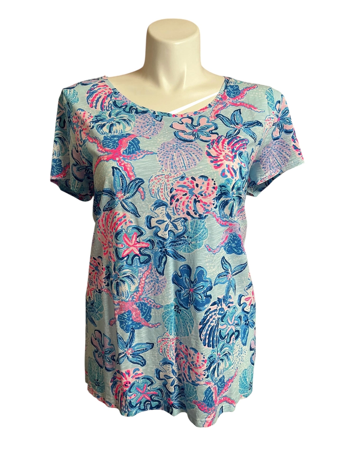 Lilly Pulitzer Etta Scoop Neck Top Roar Of The Seas - Size XXL
