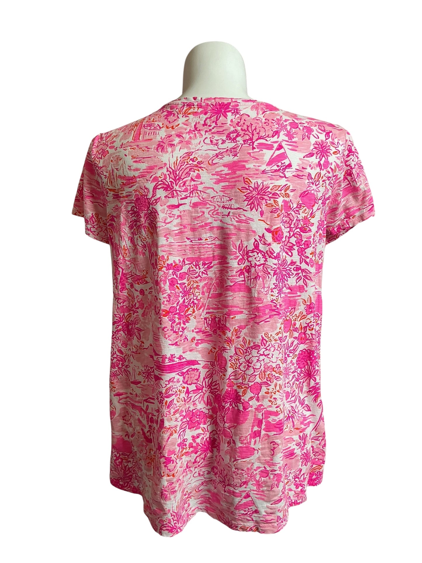 Lilly Pulitzer Top Peony Pink Seaside Scene - Size XXL