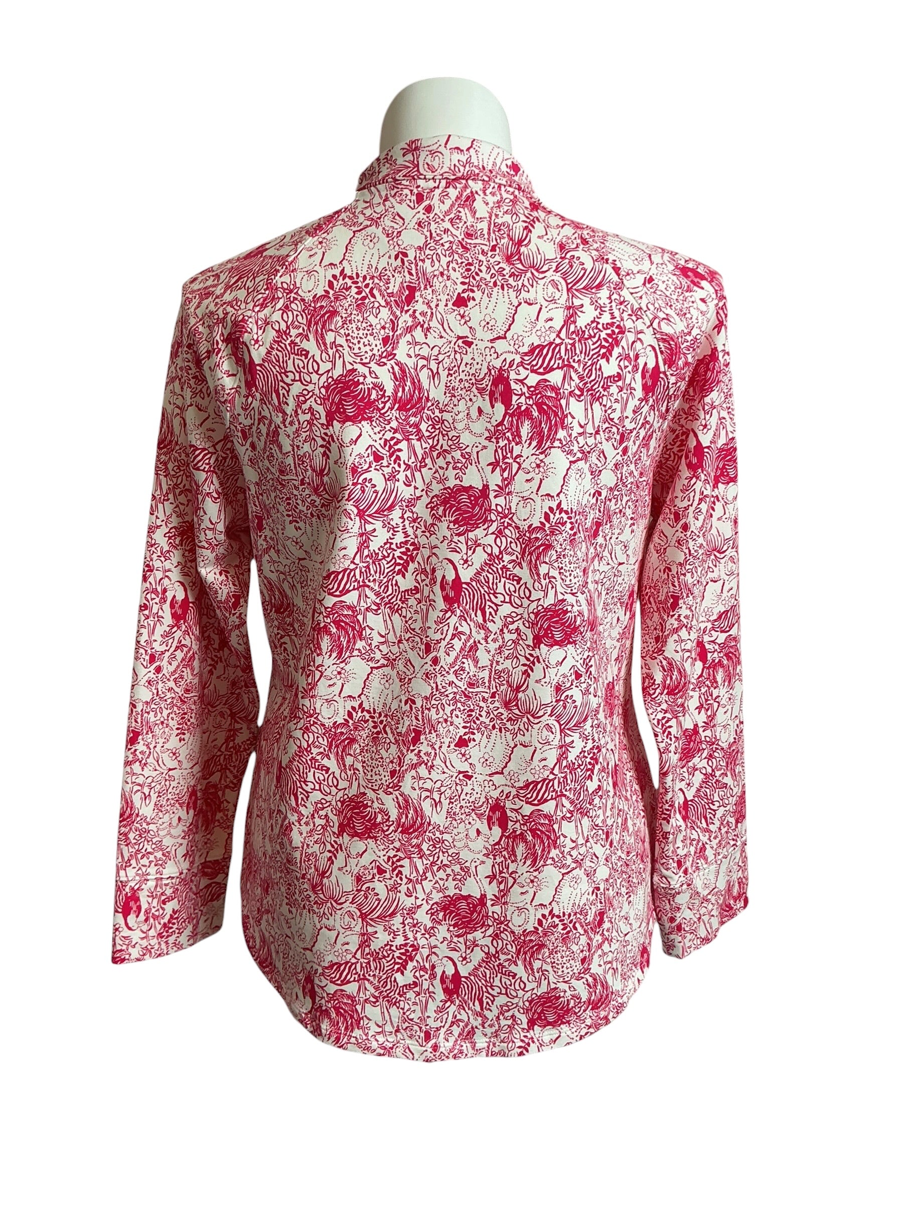 Lilly Pulitzer UPF 50 Skipper Popover Raspberry Rouge Animal Magnetism - Size XL