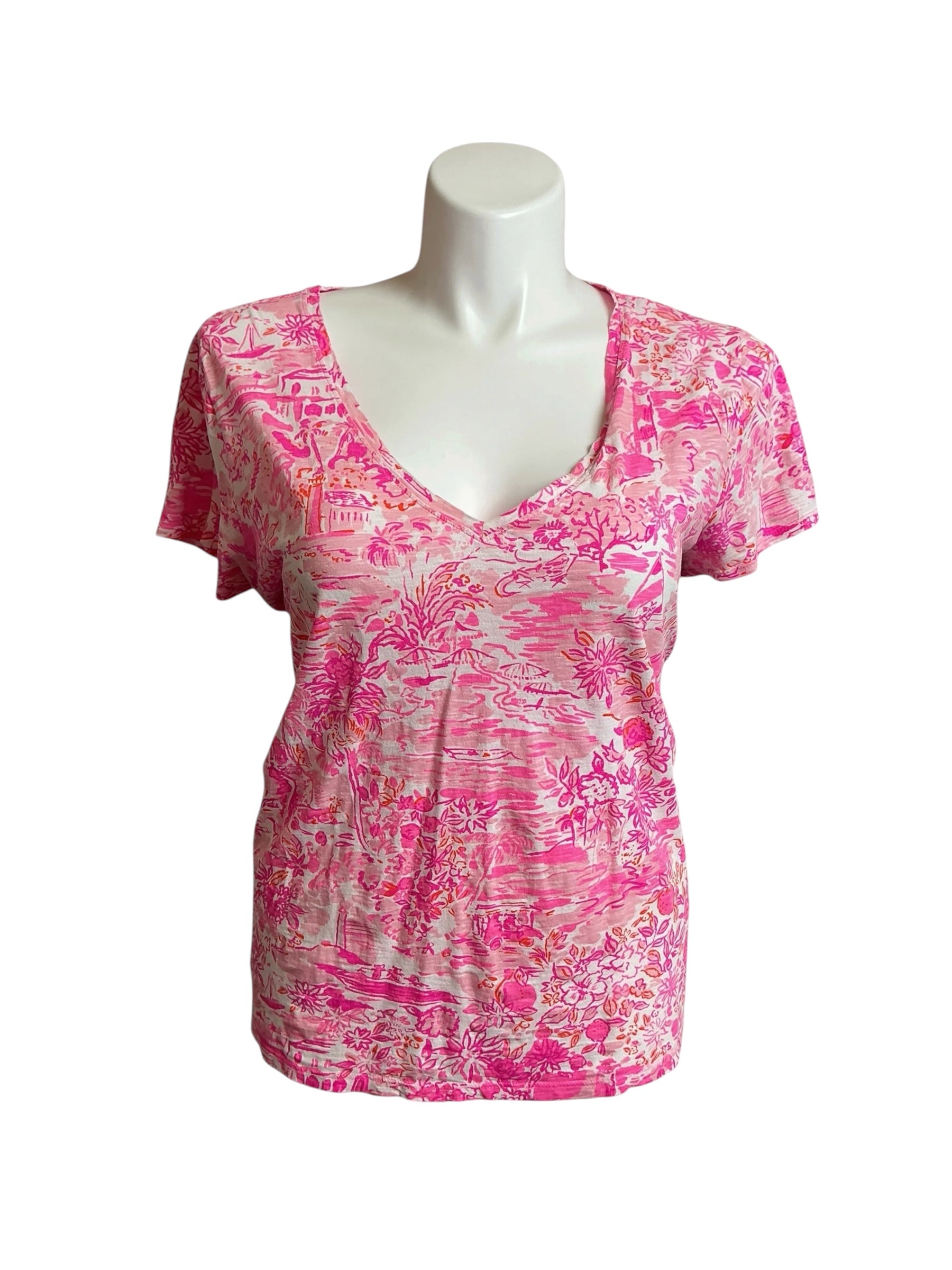 Lilly Pulitzer Top Peony Pink Seaside Scene - Size XXL