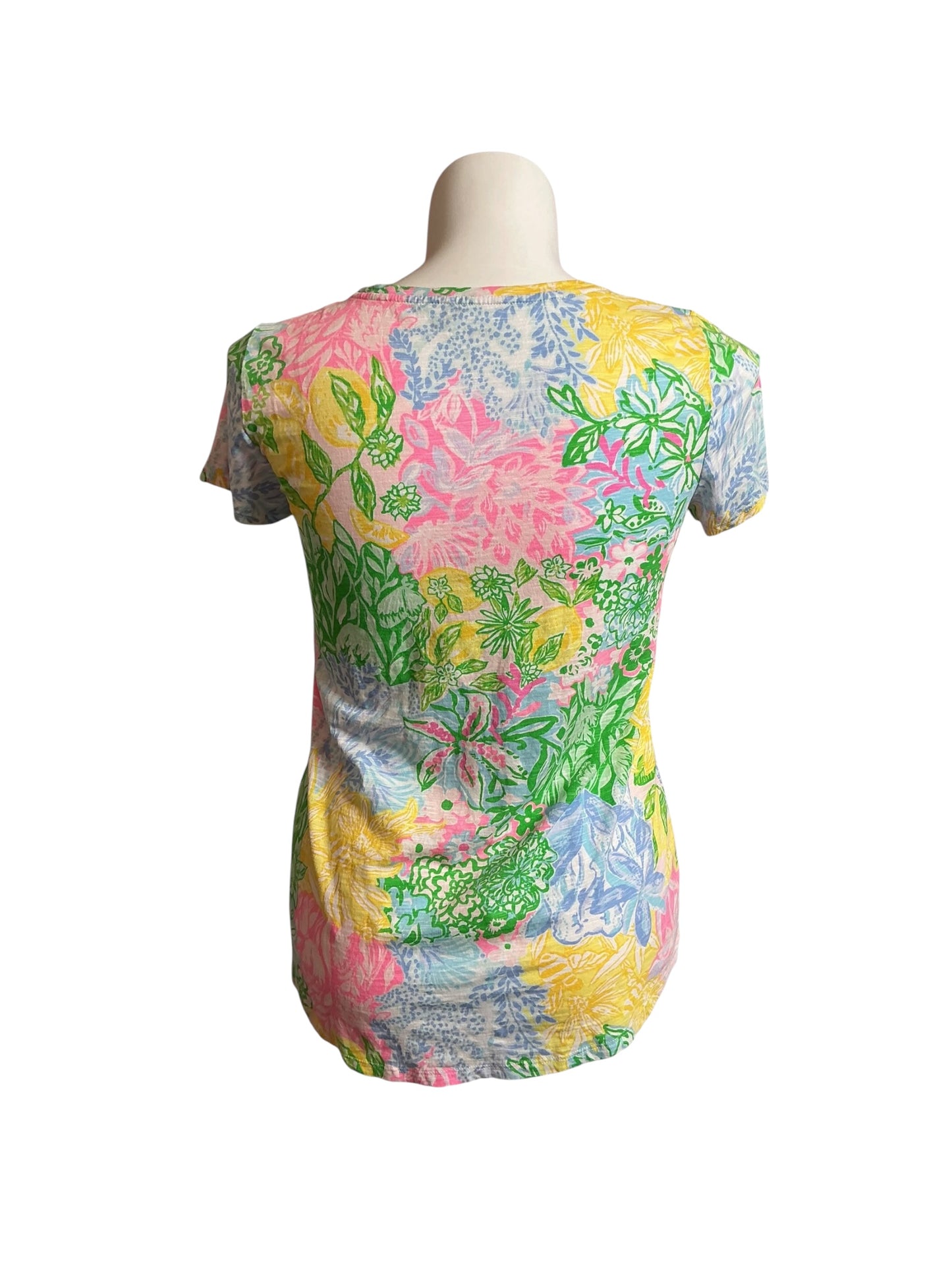 Lilly Pulitzer Etta Scoop Neck Top Multi Bright Delight Patch - Size M