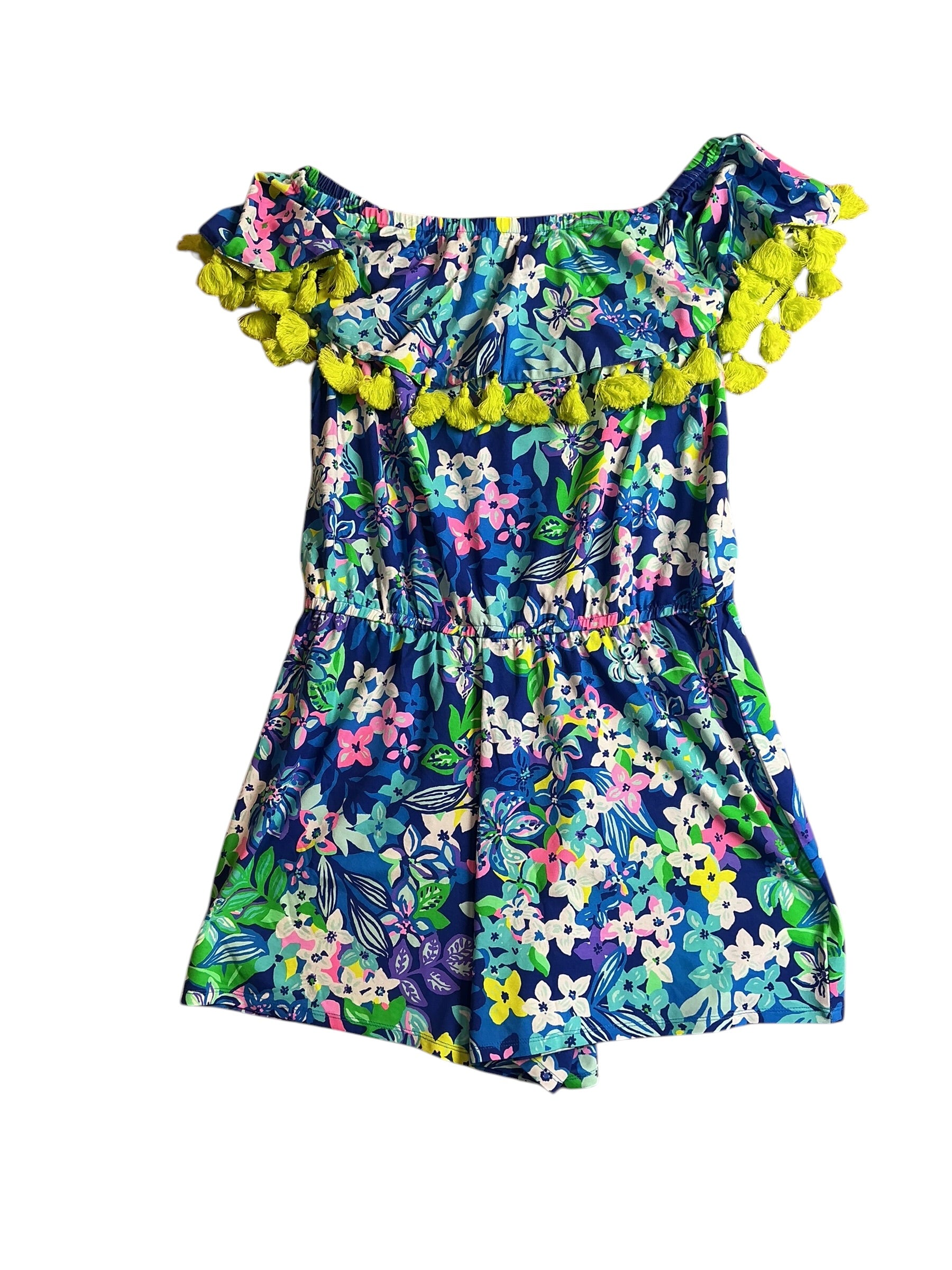 Lilly Pulitzer NWT La Fortuna Romper - Borealis Blue Social Sunset - Size L