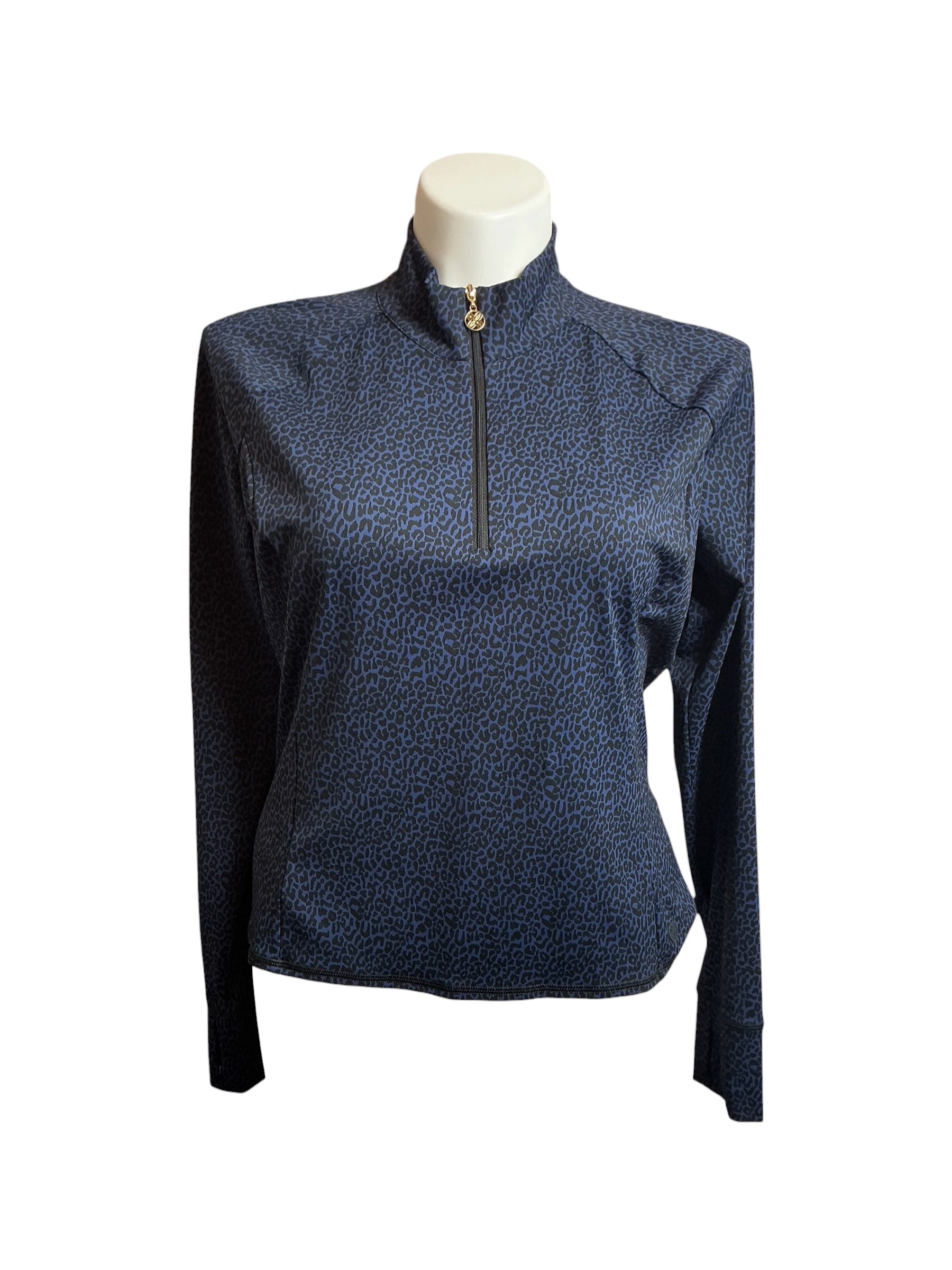 Lilly Pulitzer UPF 50+ Luxletic Sur Mer Half Zip Low Tide Navy Twisted Up Active Jacquard - Size XL