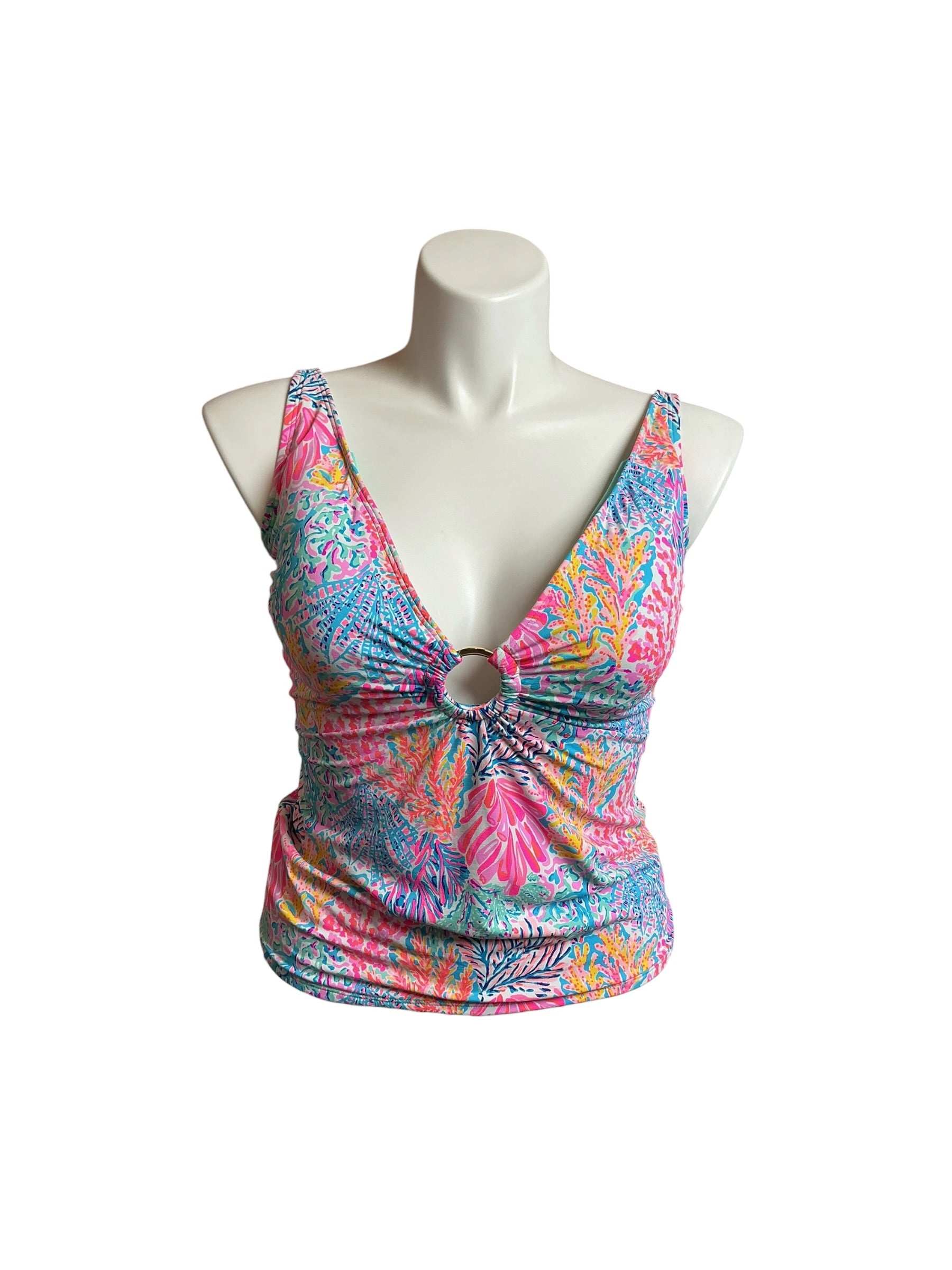 Lilly Pulitzer NWT Brenta Tankini Bathing Suit Top Multi Splash Dance - Size 14