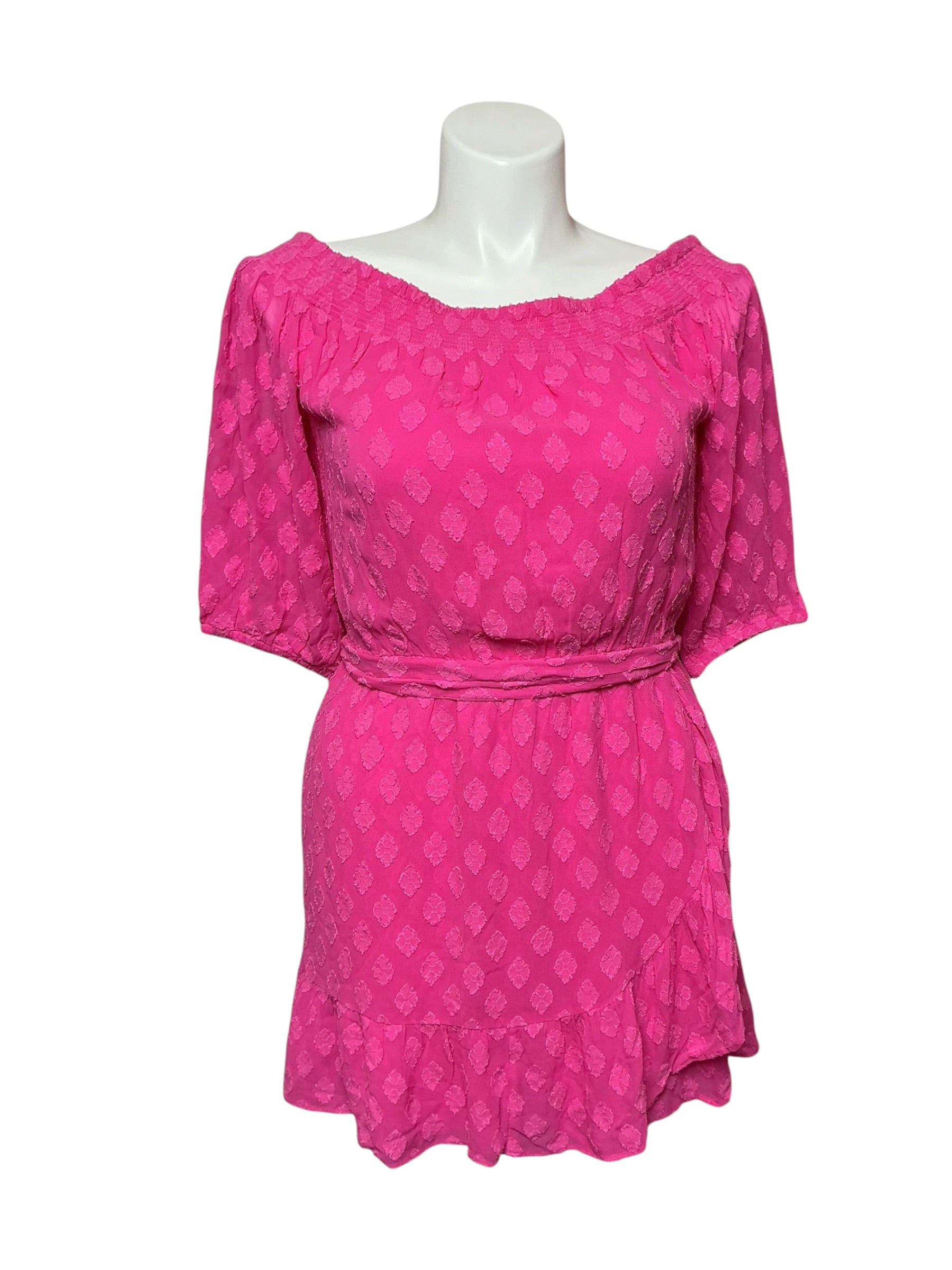 Lilly Pulitzer Rochelle Off-The-Shoulder Romper Daiquiri Ditsy Rayon Clip - Size M