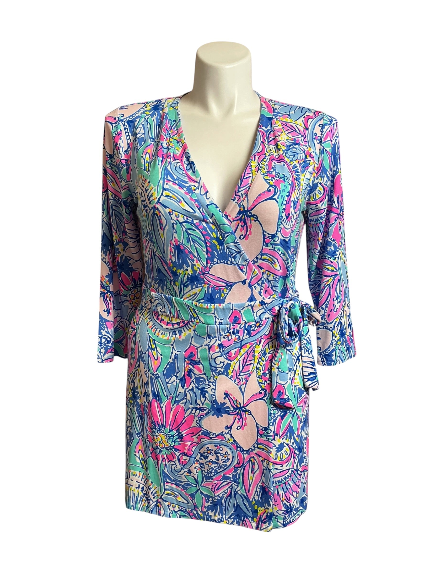 Lilly Pulitzer NWT Karlie Wrap Romper Multi Pop Up Got Your Back - Size L