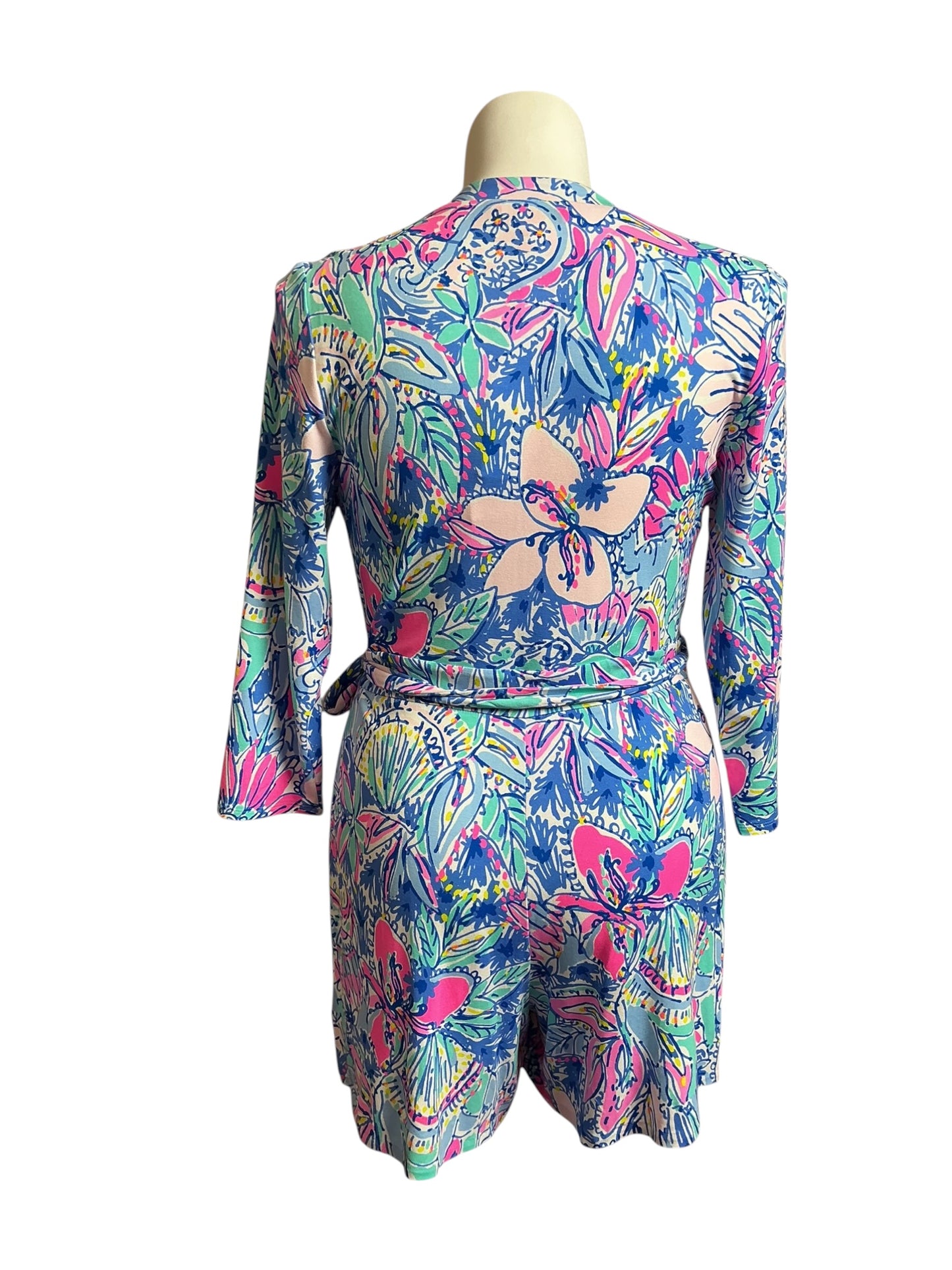Lilly Pulitzer NWT Karlie Wrap Romper Multi Pop Up Got Your Back - Size L