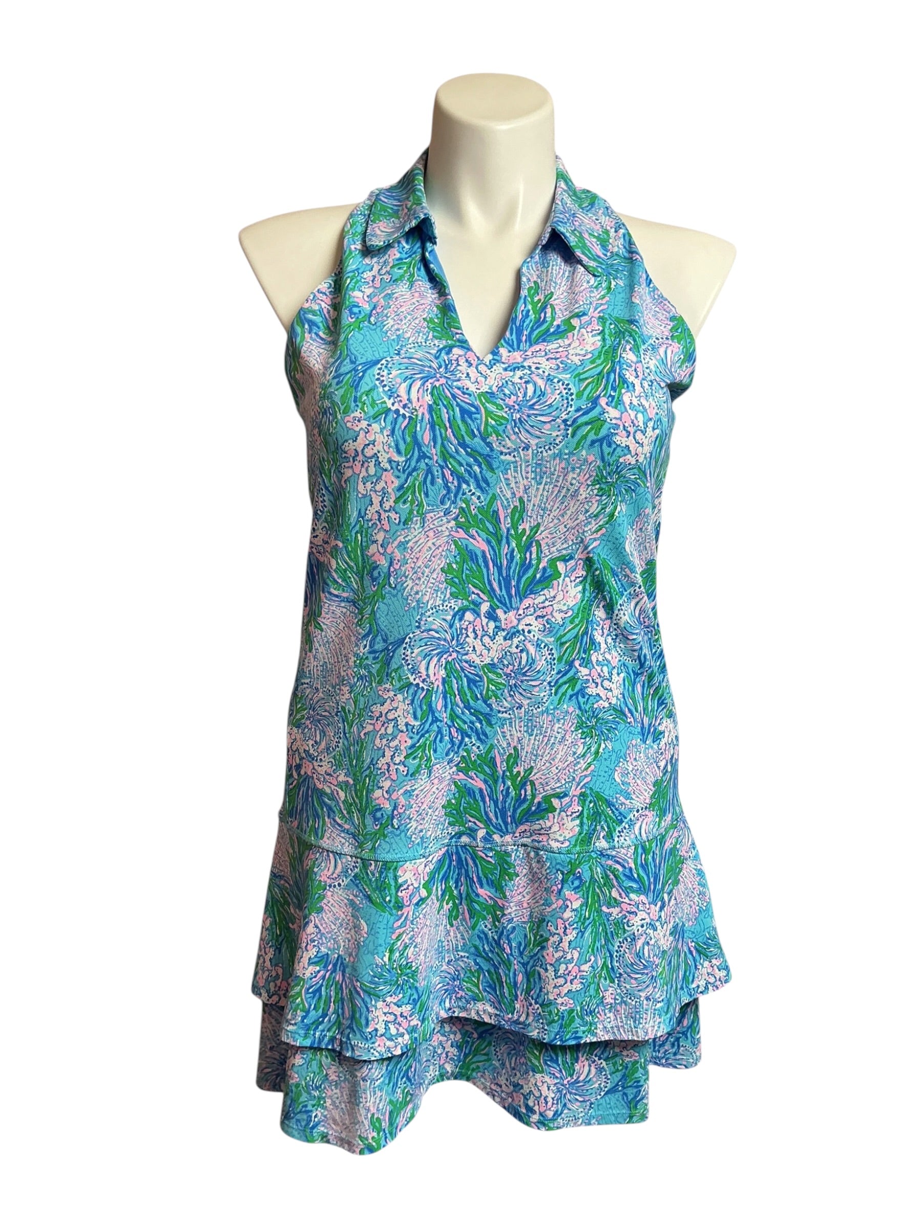 Lilly Pulitzer Luxletic Dania Dress UPF 50+ Las Olas Aqua Strong Current Sea - Size XL