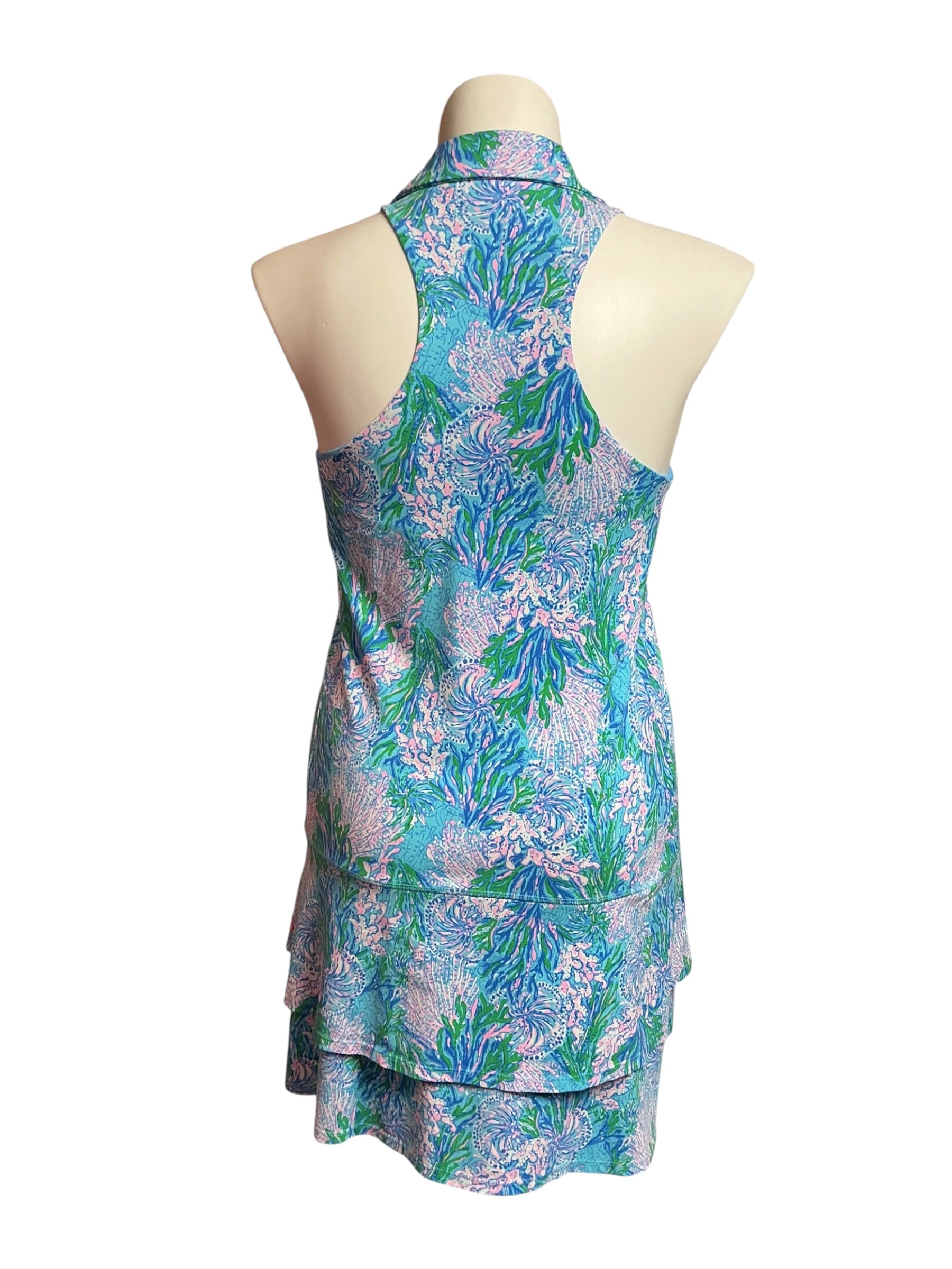 Lilly Pulitzer Luxletic Dania Dress UPF 50+ Las Olas Aqua Strong Current Sea - Size XL