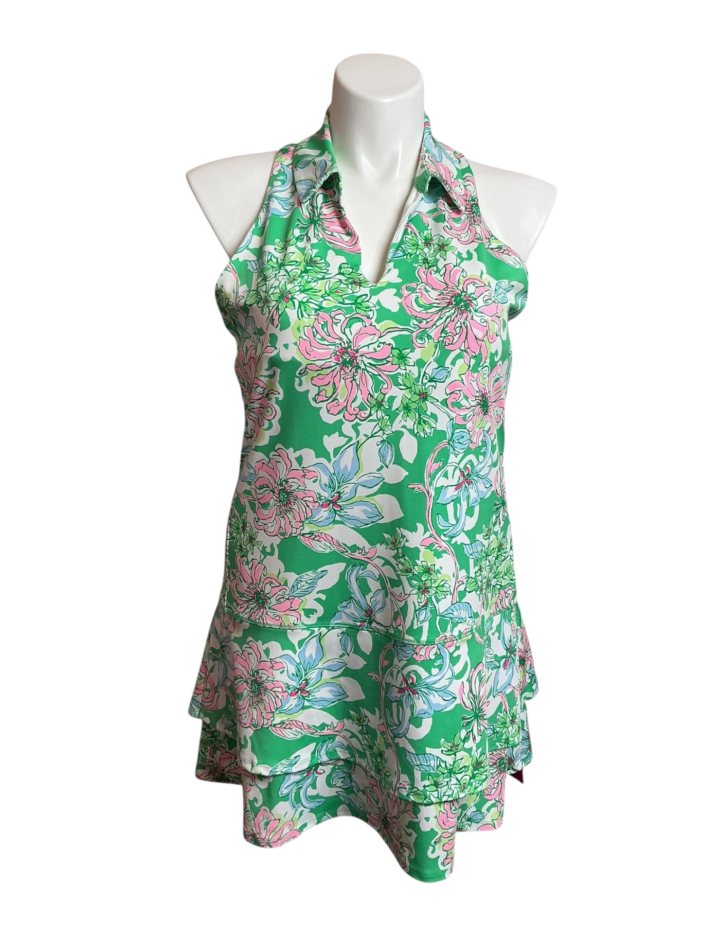 Lilly Pulitzer Luxletic Dania Dress UPF 50+ Sprearmint Blossom Views - Size XL