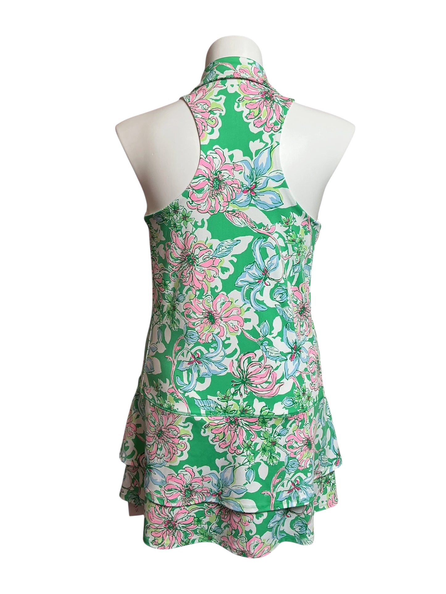 Lilly Pulitzer Luxletic Dania Dress UPF 50+ Sprearmint Blossom Views - Size XL