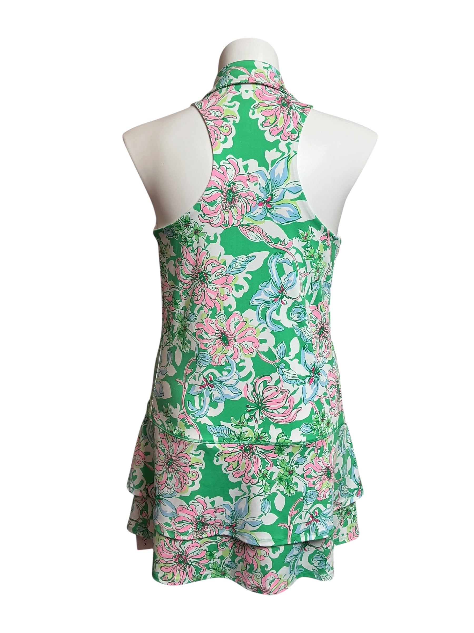 Lilly Pulitzer Luxletic Dania Dress UPF 50+ Sprearmint Blossom Views - Size XL