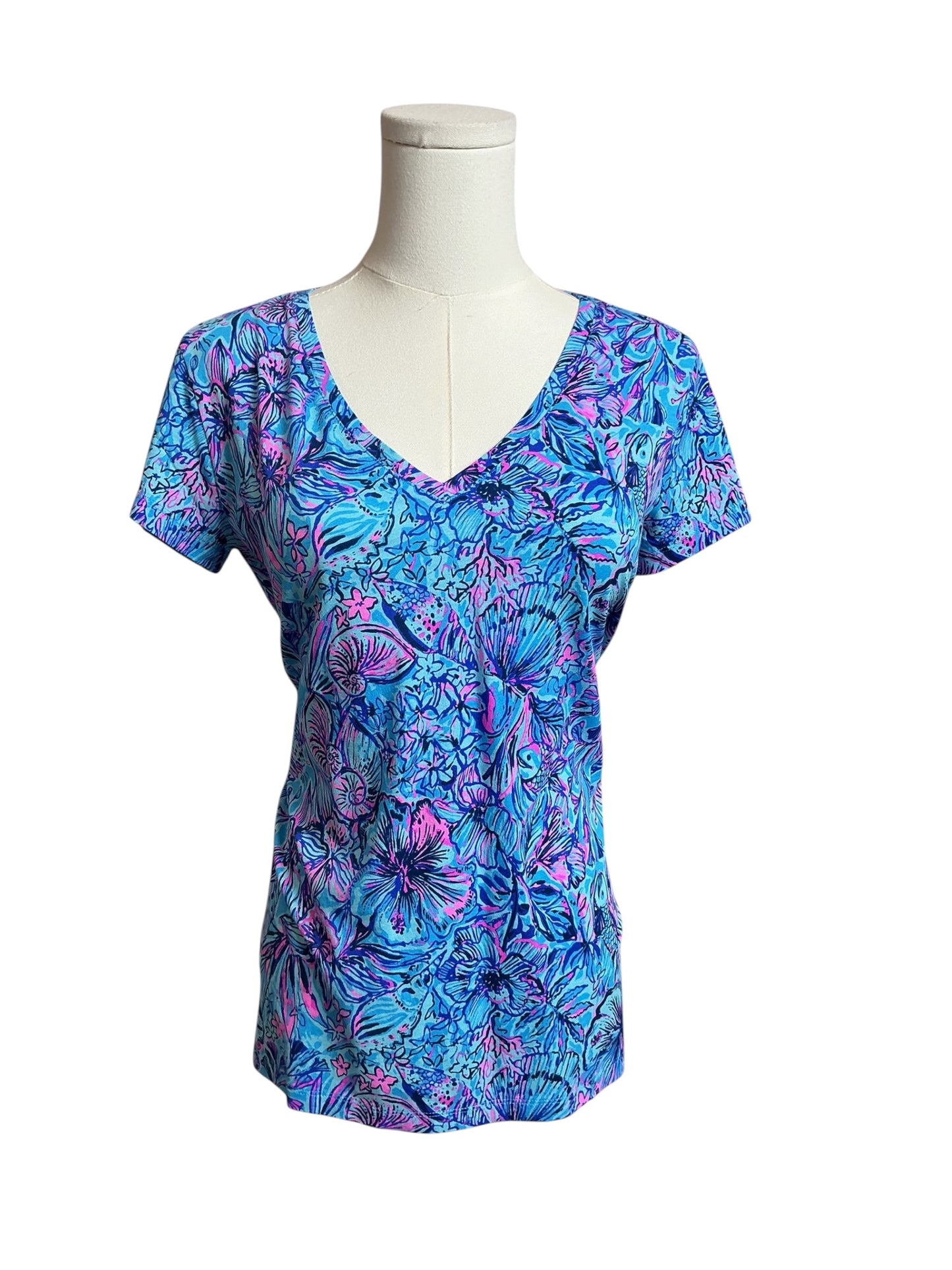 Lilly Pulitzer NWT Meredith Tee Breakwater Blue Shells N Bells - Size XS