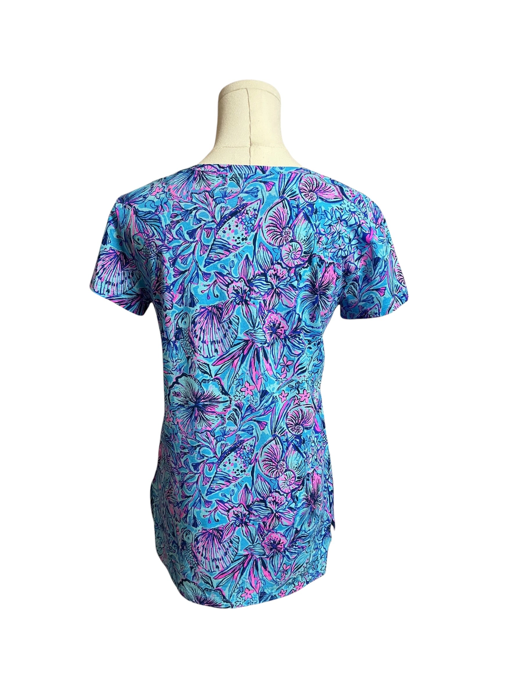 Lilly Pulitzer NWT Meredith Tee Breakwater Blue Shells N Bells - Size XS