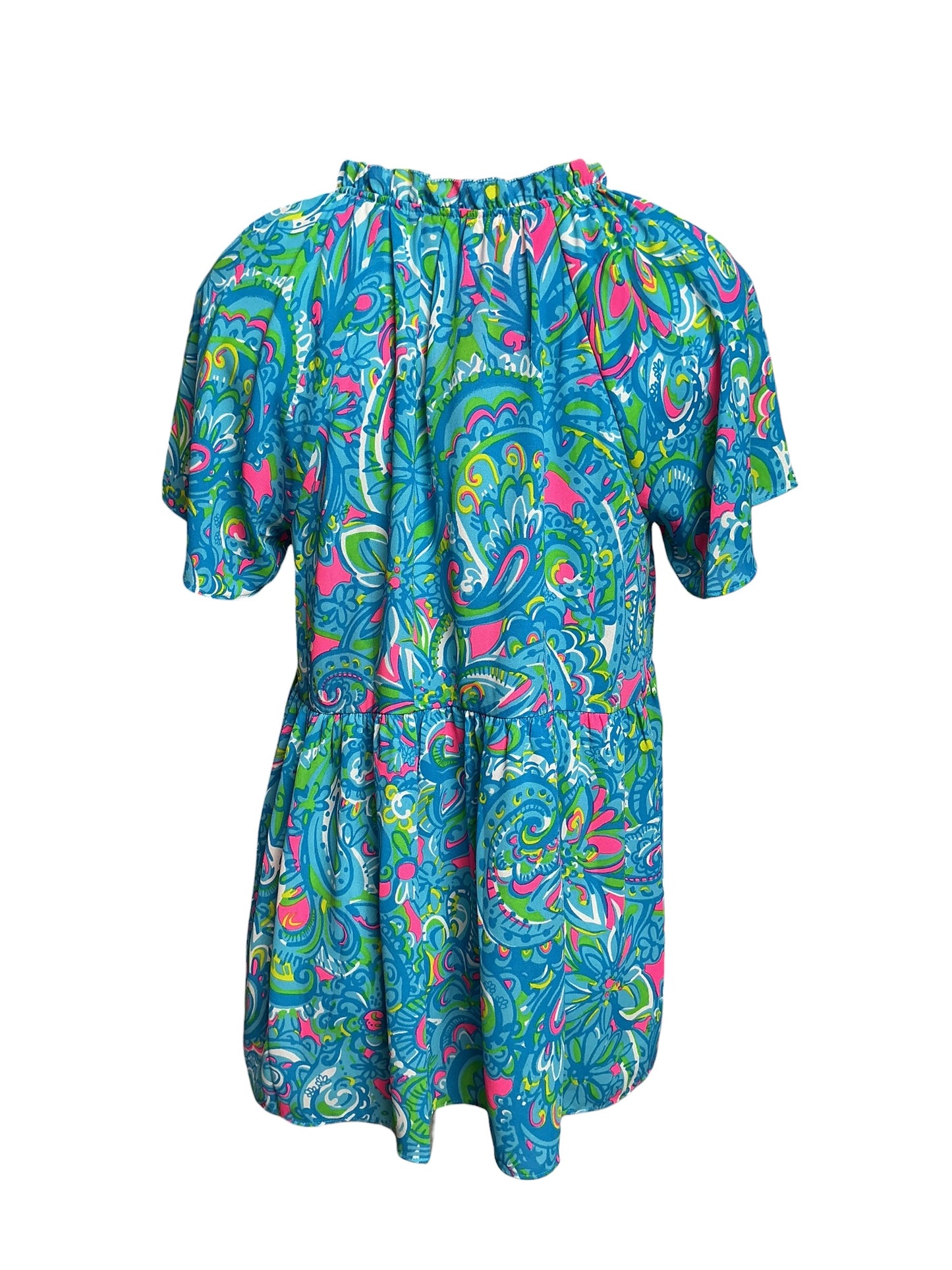 Lilly Pulitzer NWT Zadie Short Sleeve Top Seabreeze Blue Hey Gull Friend - Size S
