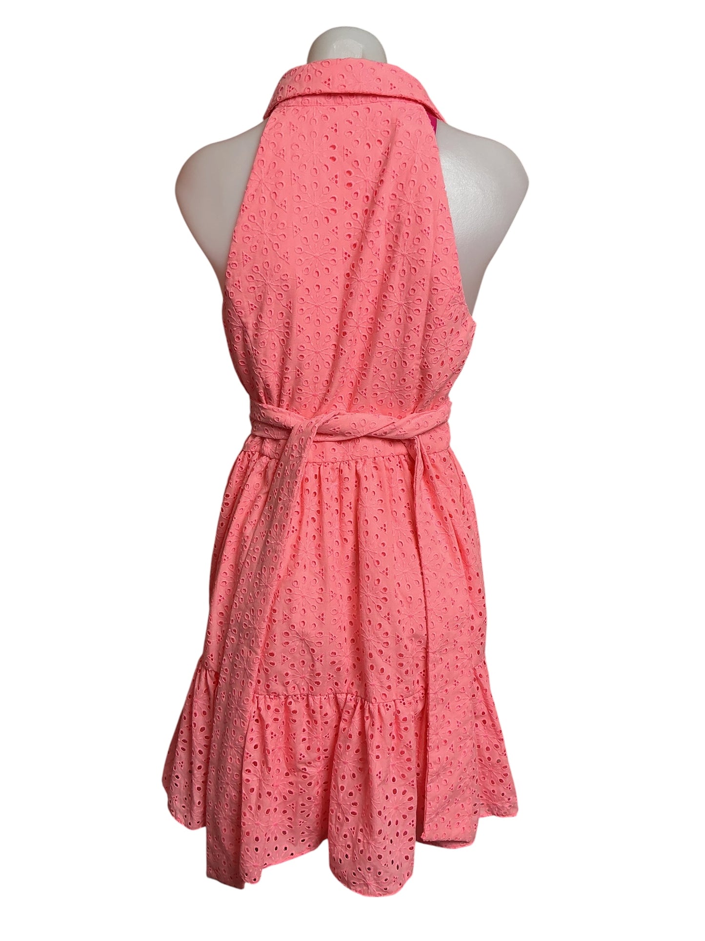Lilly Pulitzer Trisha Eyelet Shirtdress Shellona Coral Neon Sunburst Eyelet - Size 2