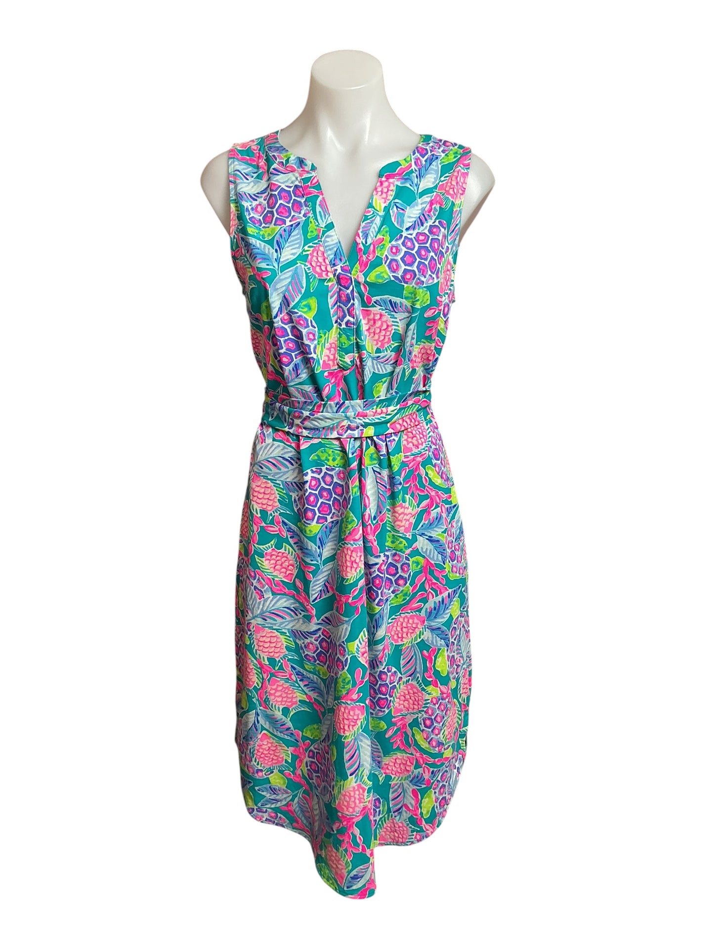 Lilly Pulitzer Dress Maldives Green Turtle Wave - Size S