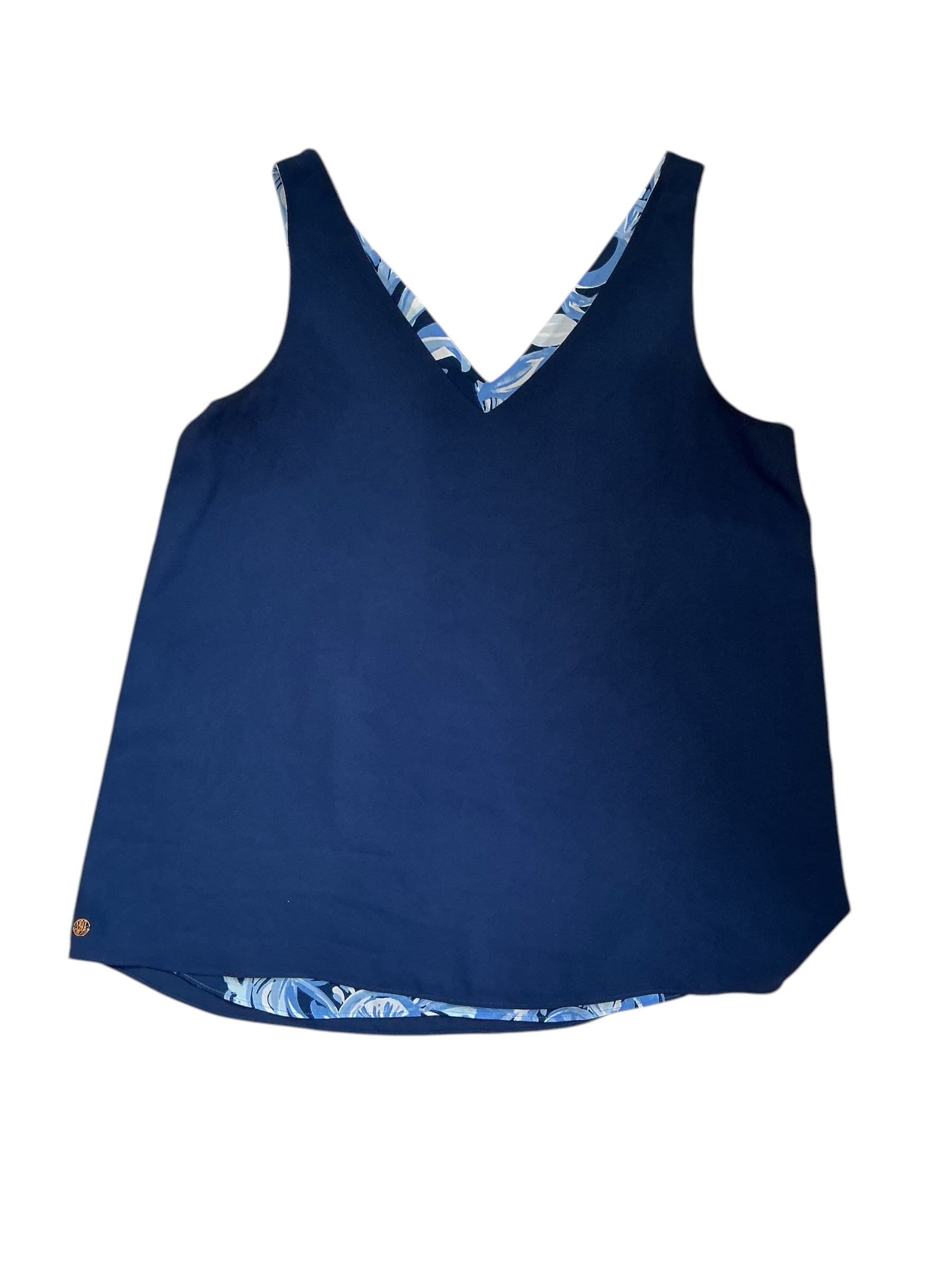 Lilly Pulitzer Florin Sleeveless V-Neck - High Tide Navy You’re The Zest - Size S