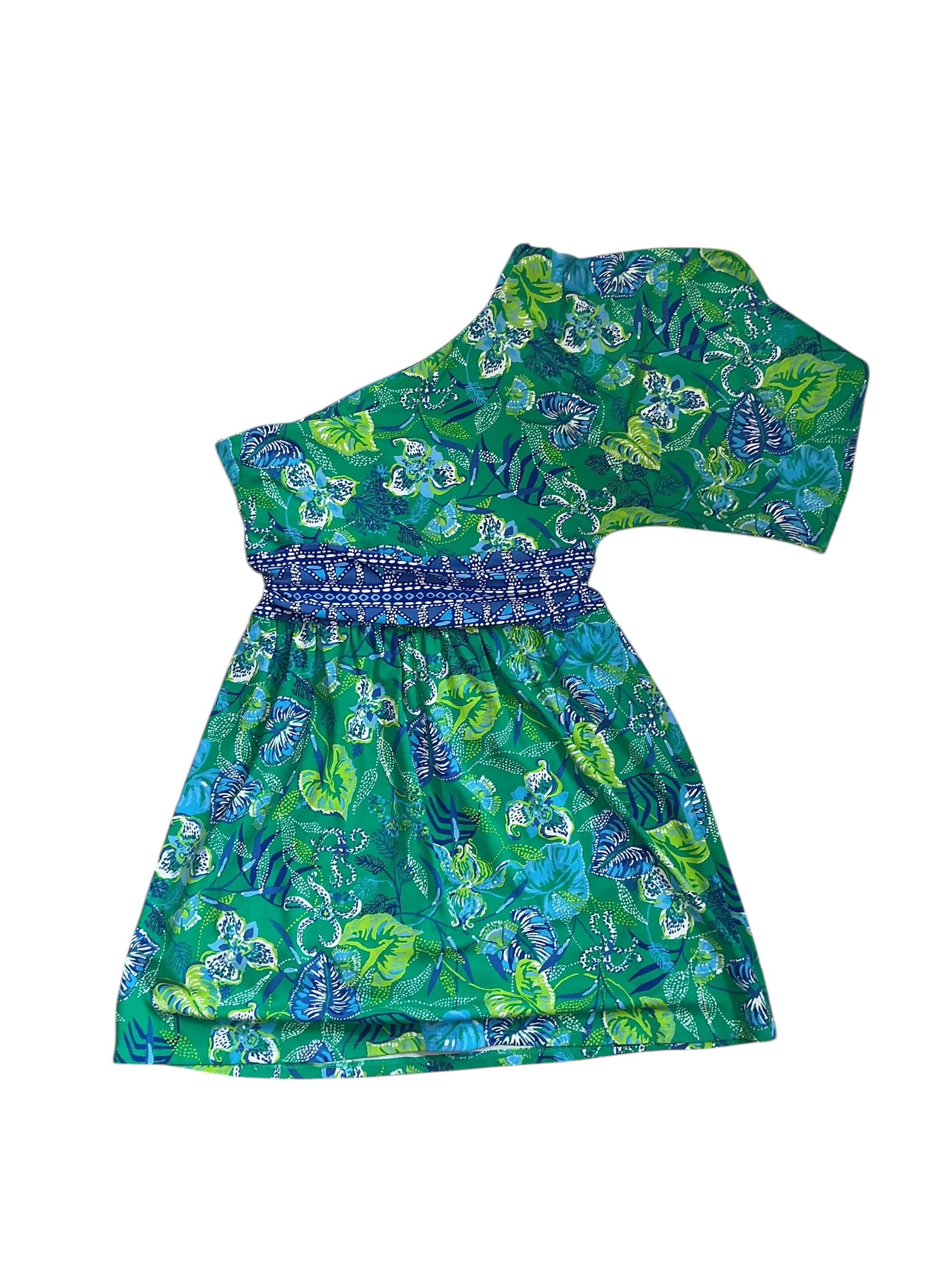 Lilly Pulitzer NWT Niki One Shoulder Romper - Botanical Green In A Flutter Engineered - Size 4
