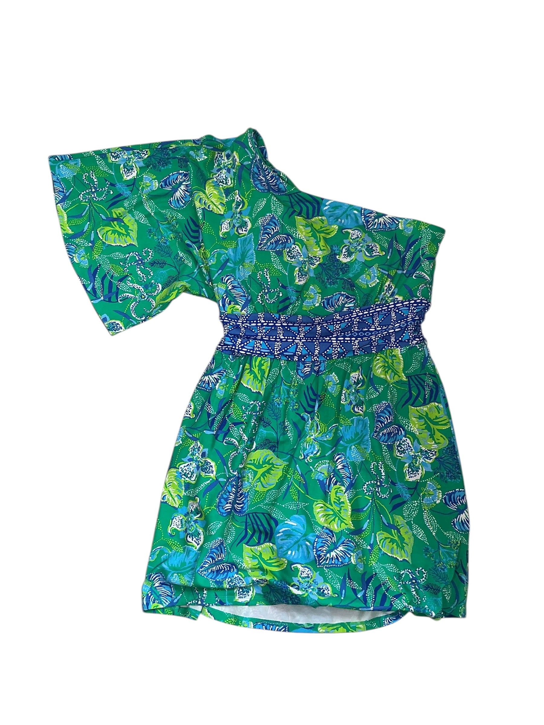 Lilly Pulitzer NWT Niki One Shoulder Romper - Botanical Green In A Flutter Engineered - Size 4
