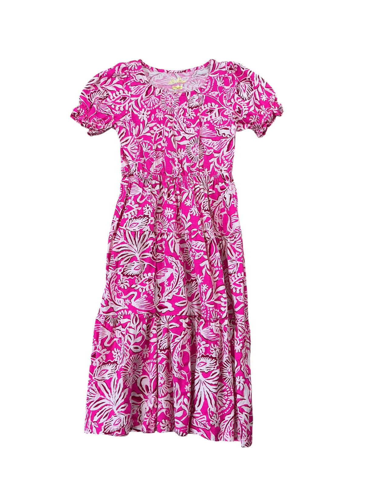 Lilly Pulitzer Girls Dean Midi Dress Passion Fruit Pink Absolutely Flamazing - Size S (4-5)