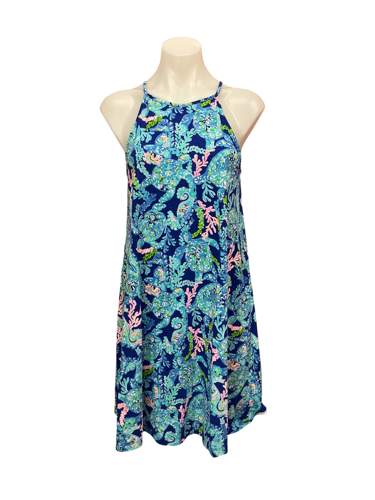 Lilly Pulitzer Margot Swing Dress Corsica Blue Turtle Villa - Size S