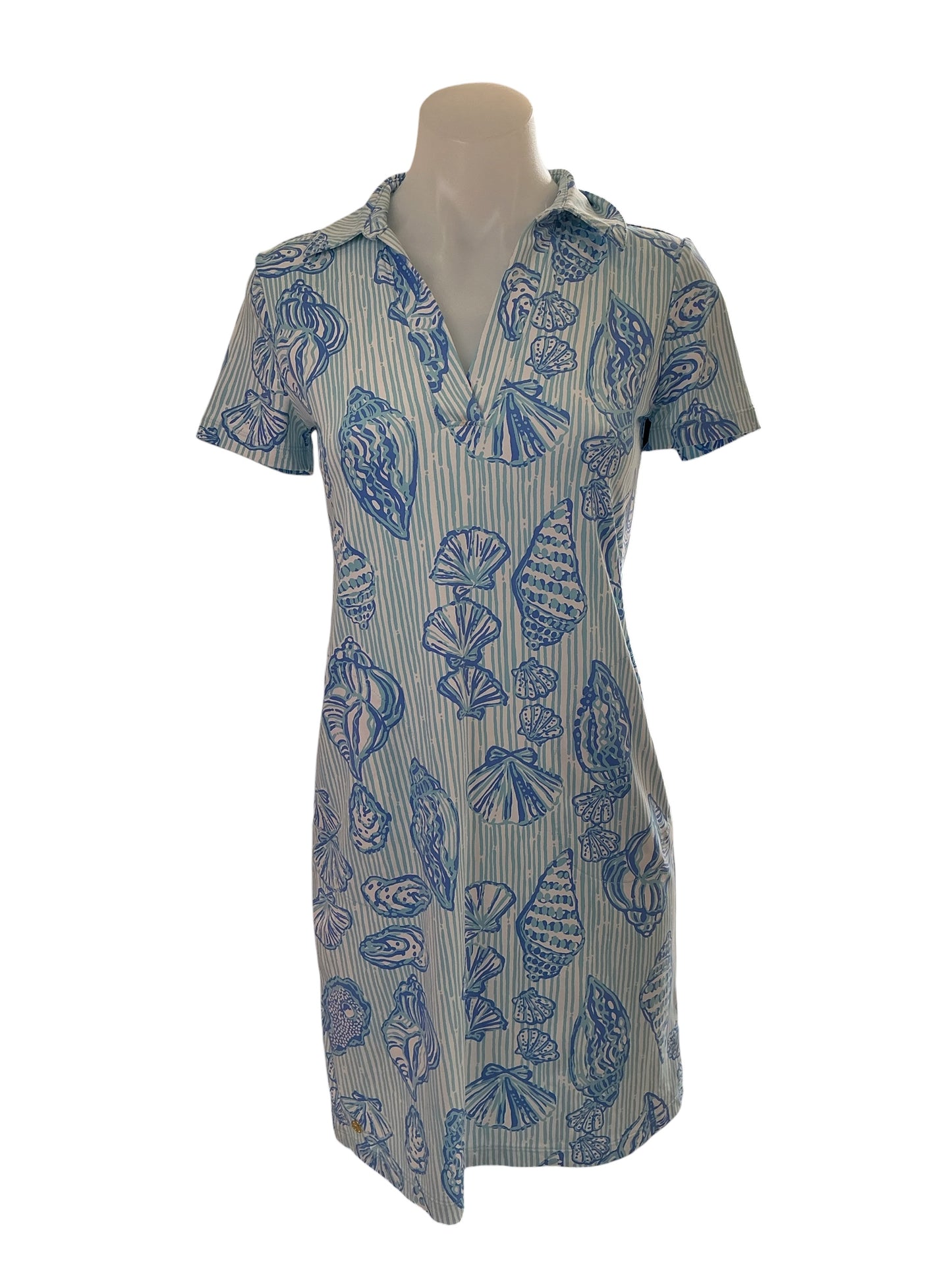 Lilly Pulitzer UPF 50+ ChillyLilly Mandi Dress - Fresh Water Blue Cool As Shell - Size XXS