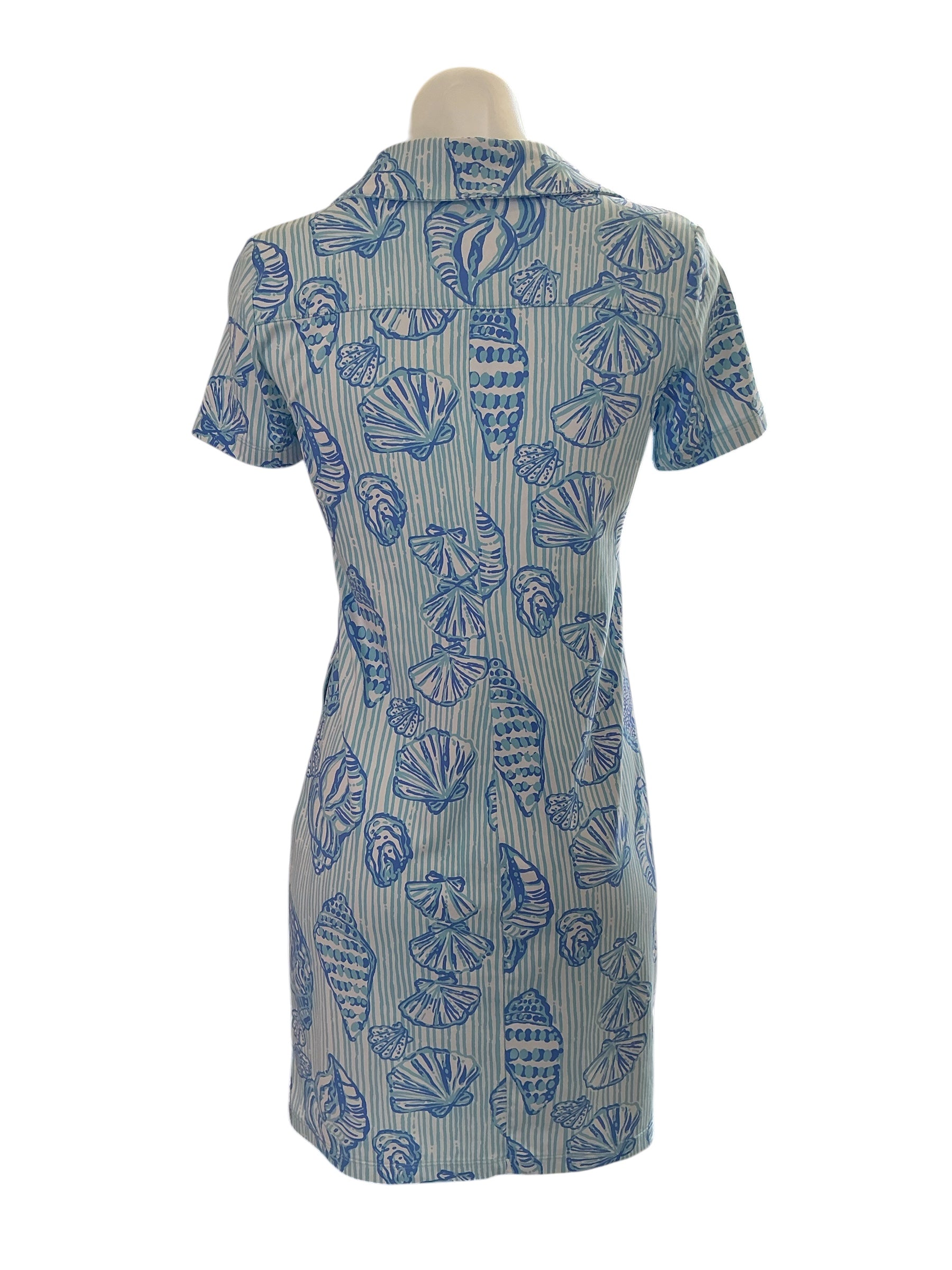 Lilly Pulitzer UPF 50+ ChillyLilly Mandi Dress - Fresh Water Blue Cool As Shell - Size XXS