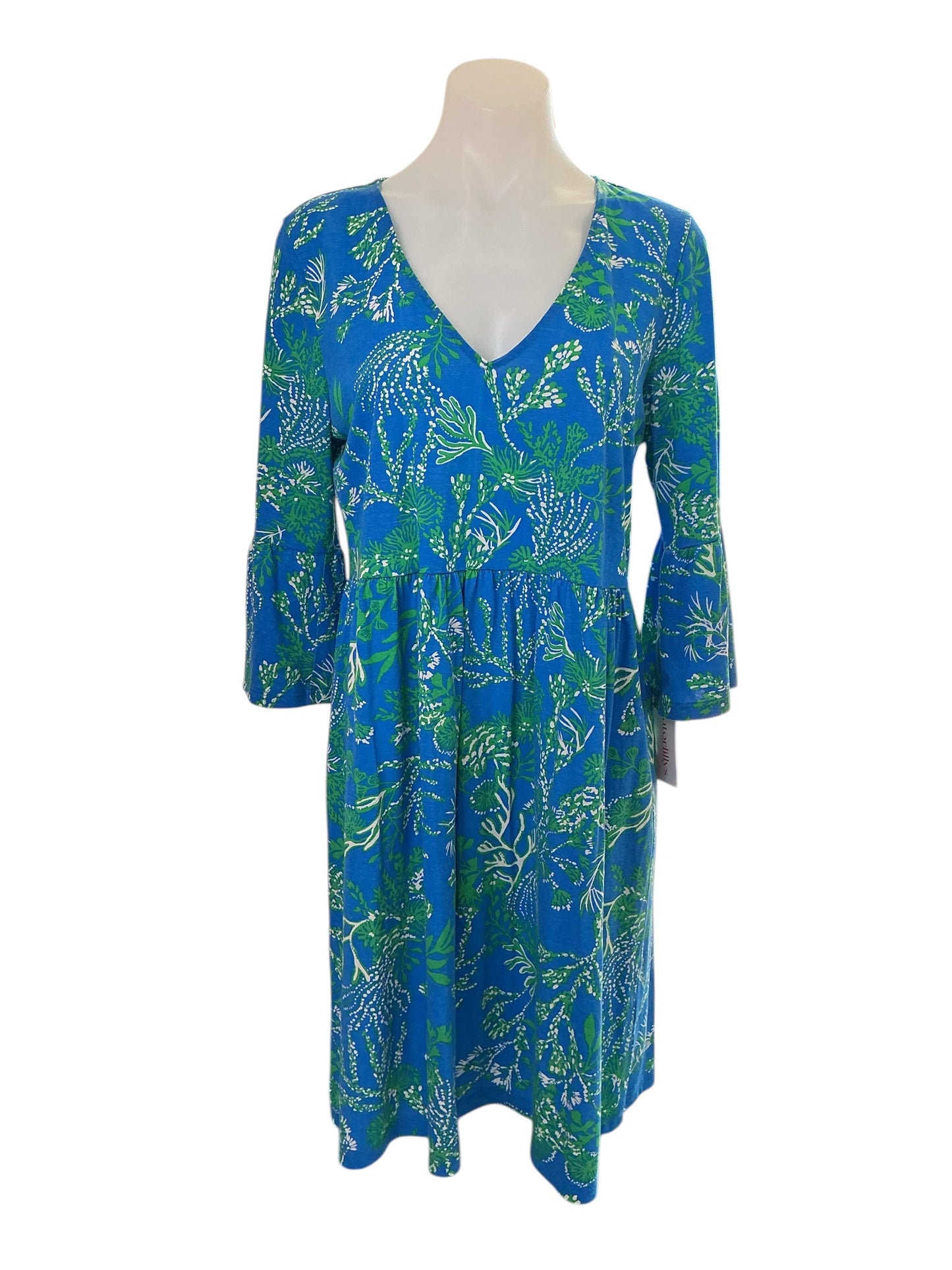 Lilly Pulitzer Jannie V-Neck Cotton Dress - Briny Blue A Bit Salty - Size M