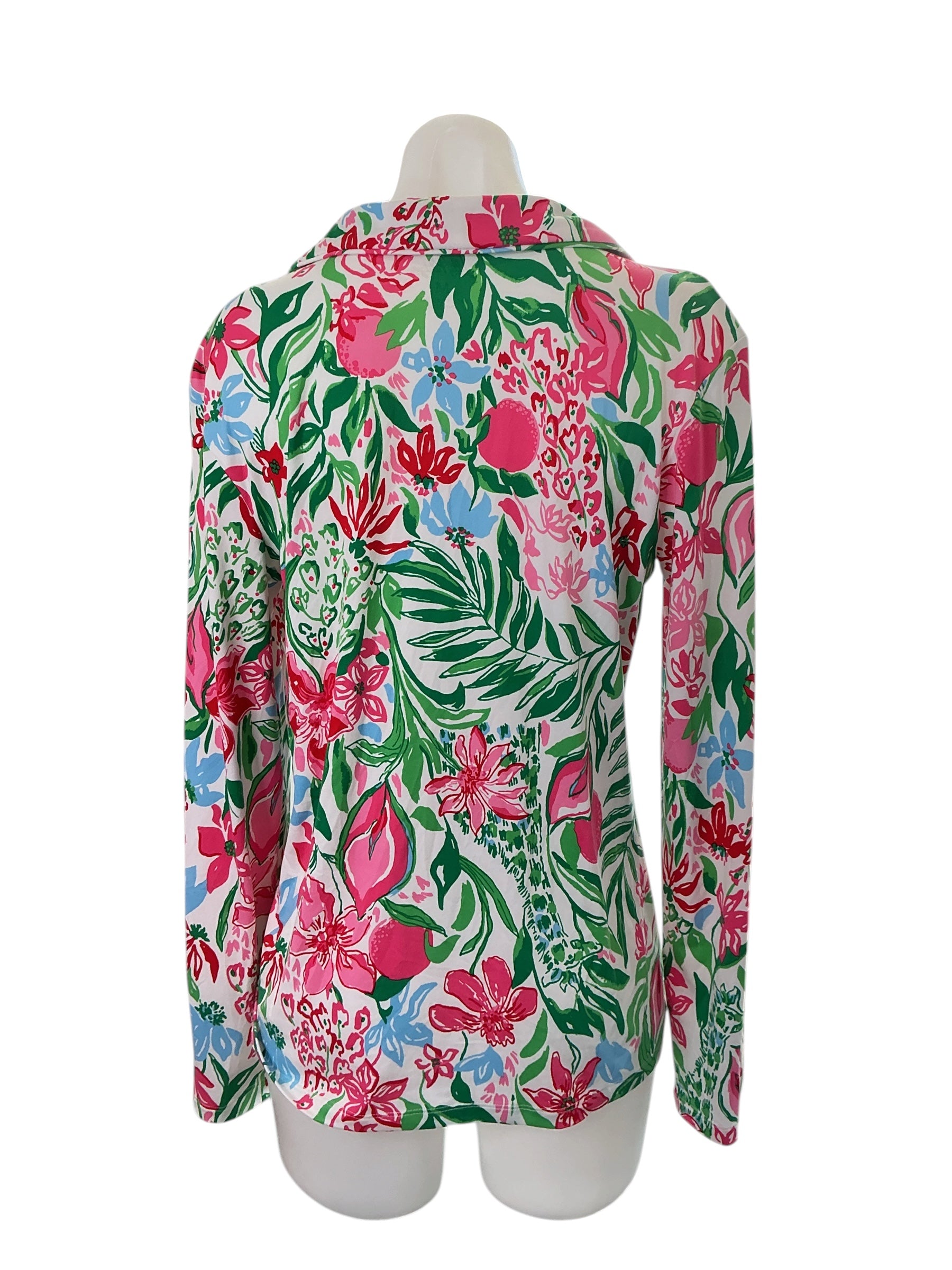 Lilly Pulitzer Pj Knit Long Sleeve Button Up Top - Multi Glowing Gardens - Size M