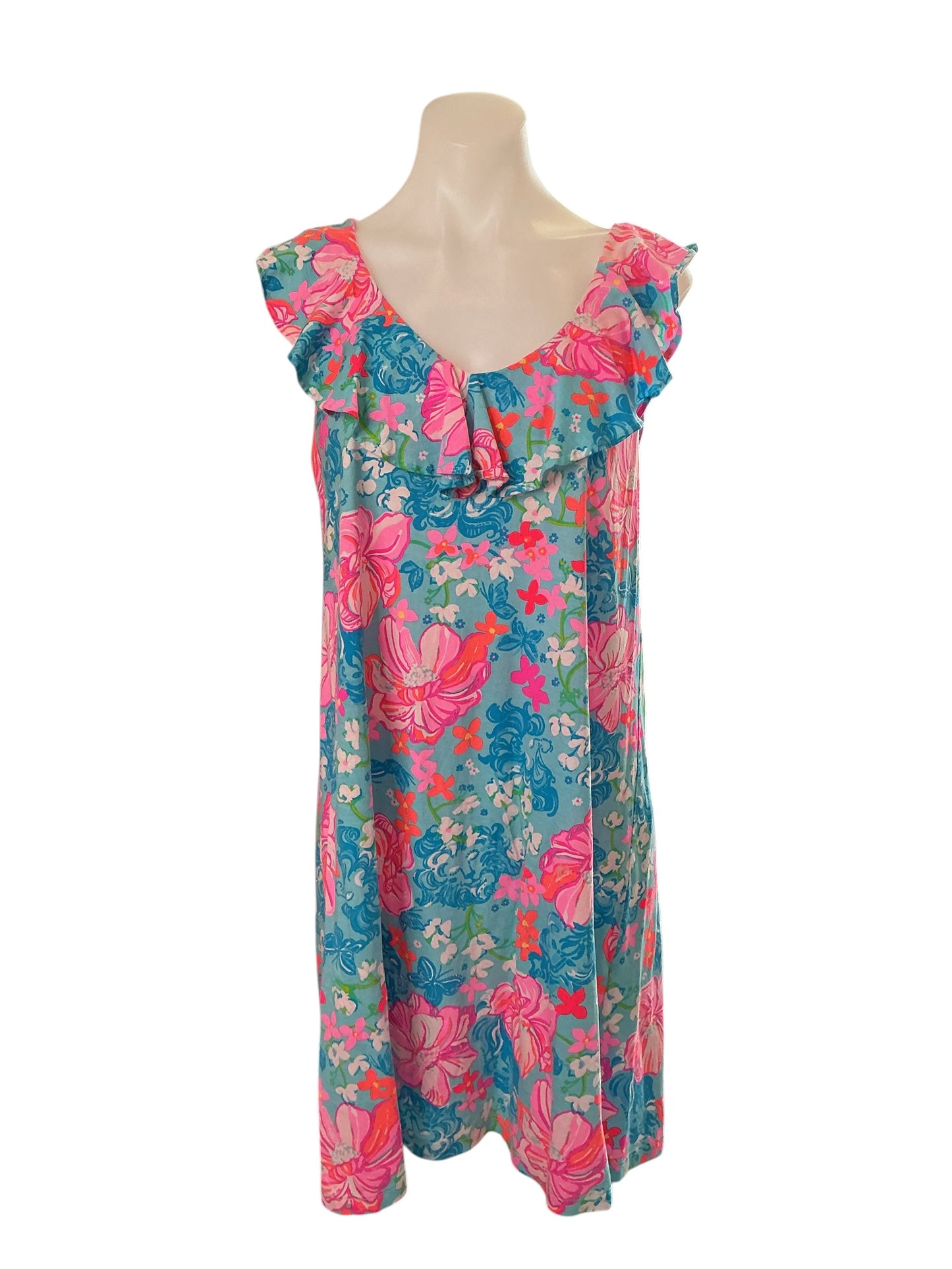 Lilly Pulitzer Alessa Dress - Surf Blue Luscious Blue Luscious Lions - Size M