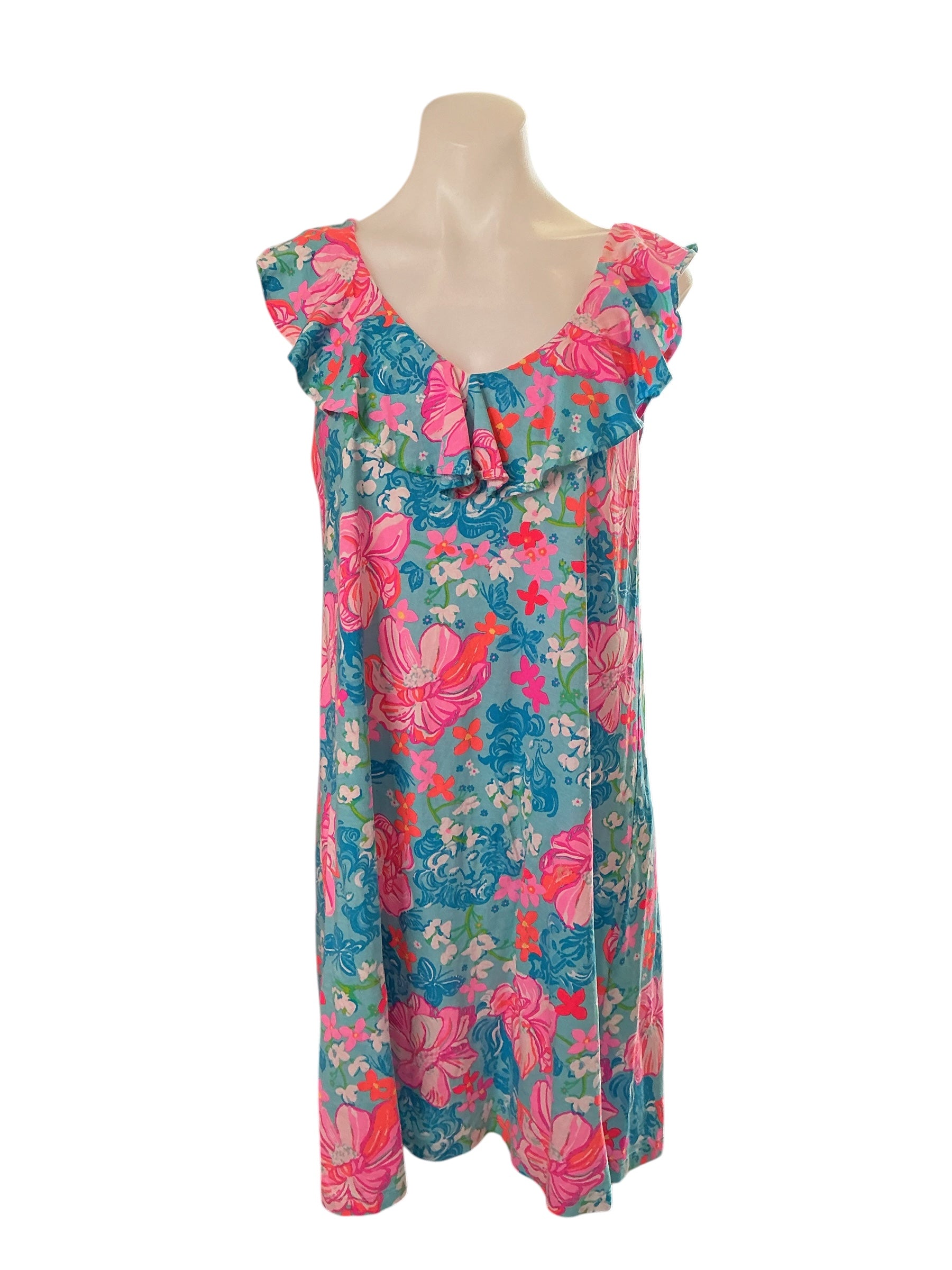 Lilly Pulitzer Alessa Dress - Surf Blue Luscious Blue Luscious Lions - Size M