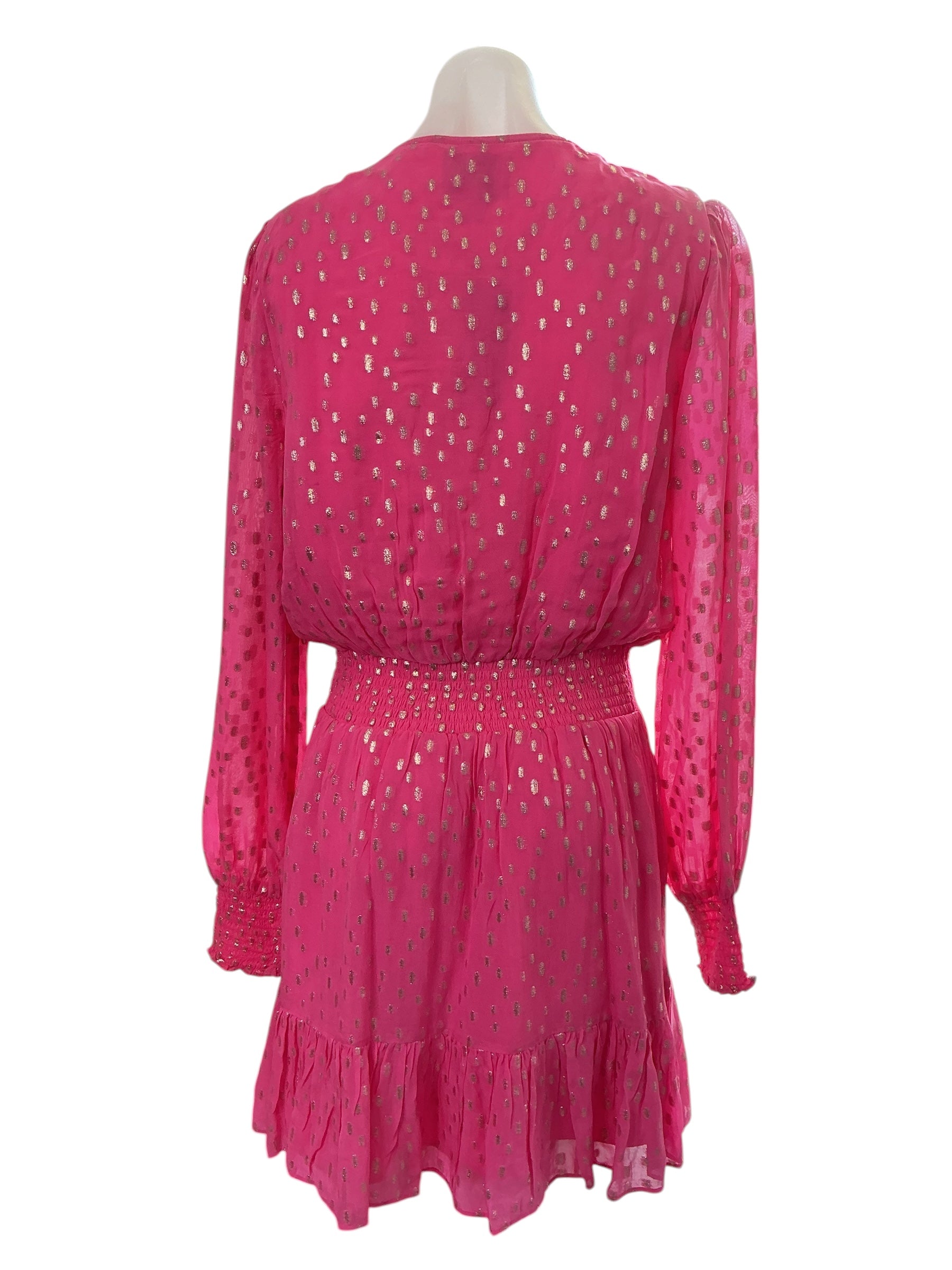 Lilly Pulitzer NWT Cristiana Long Sleeve - Aura Pink Viscose Metallic Clip - Size 10
